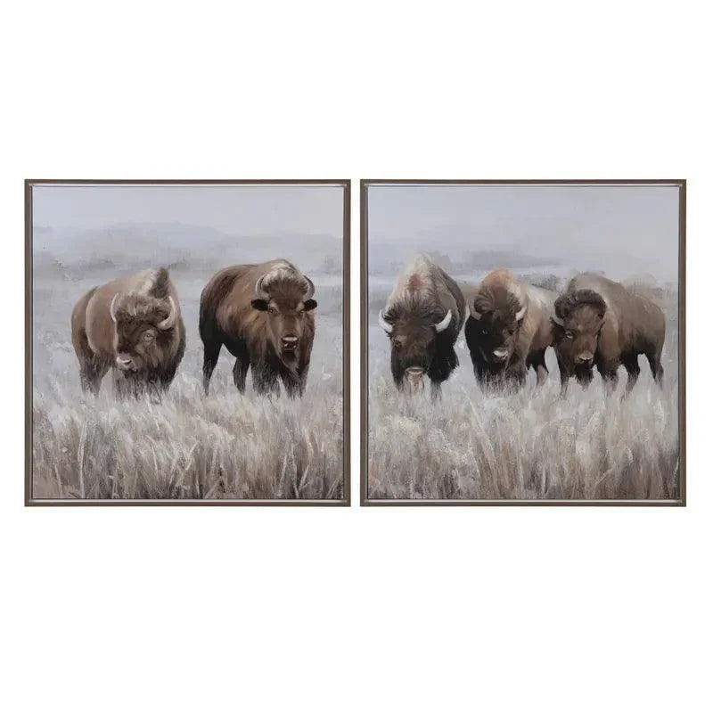 Framed Canvas 2-pc Bison Art - Your Western Decor