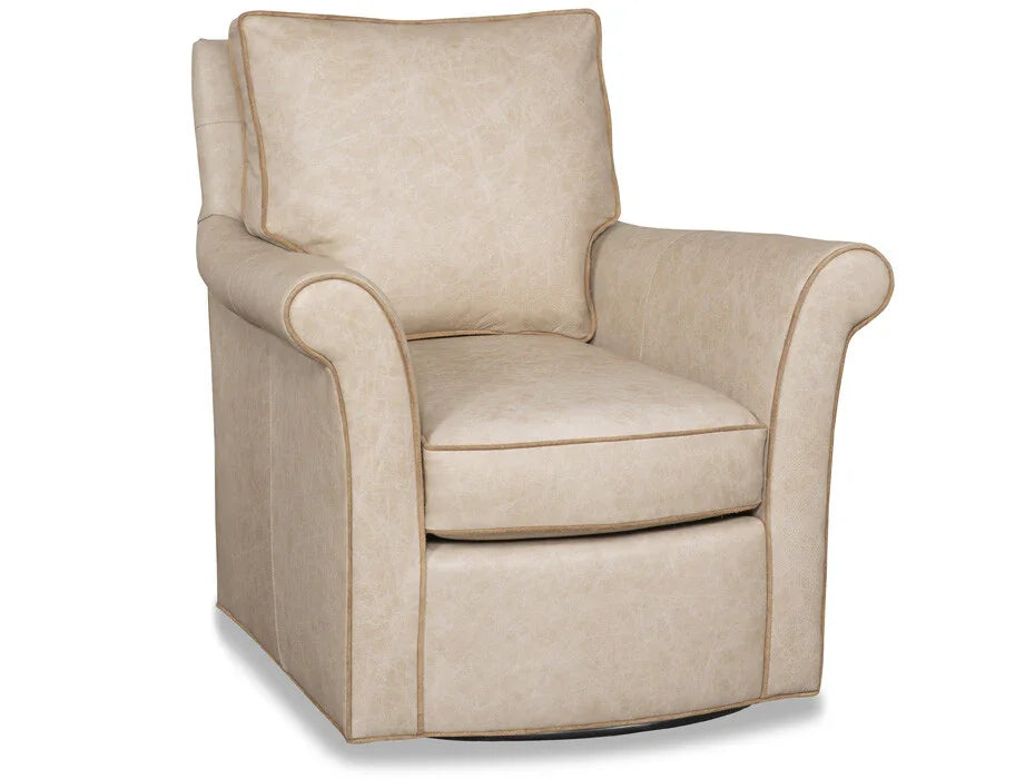 Ivory leather swivel chair - Your Western Decor