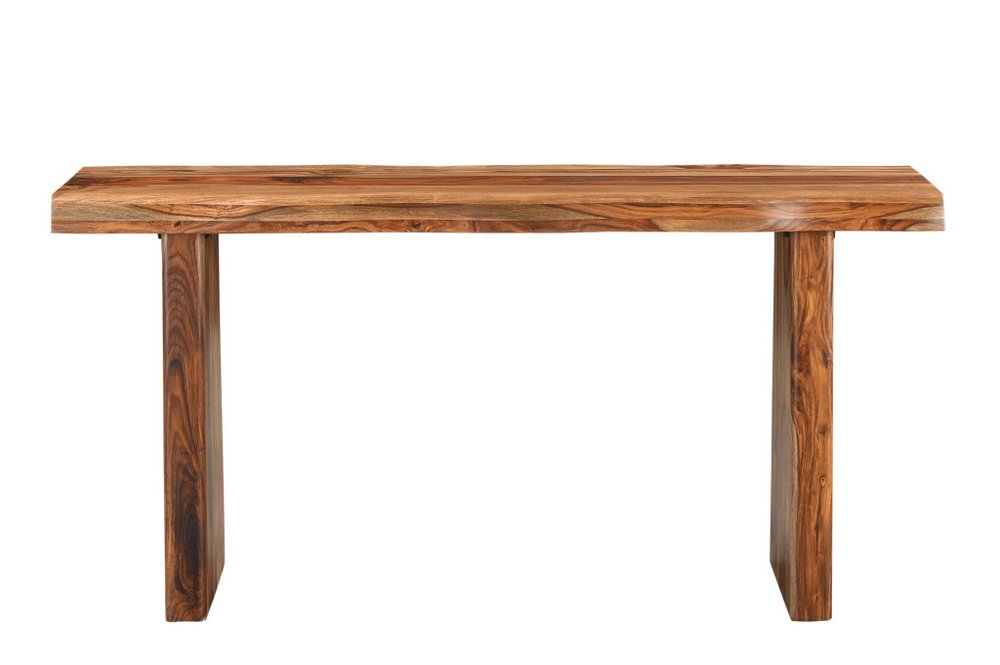Front view of Sheesham live edge console sofa table