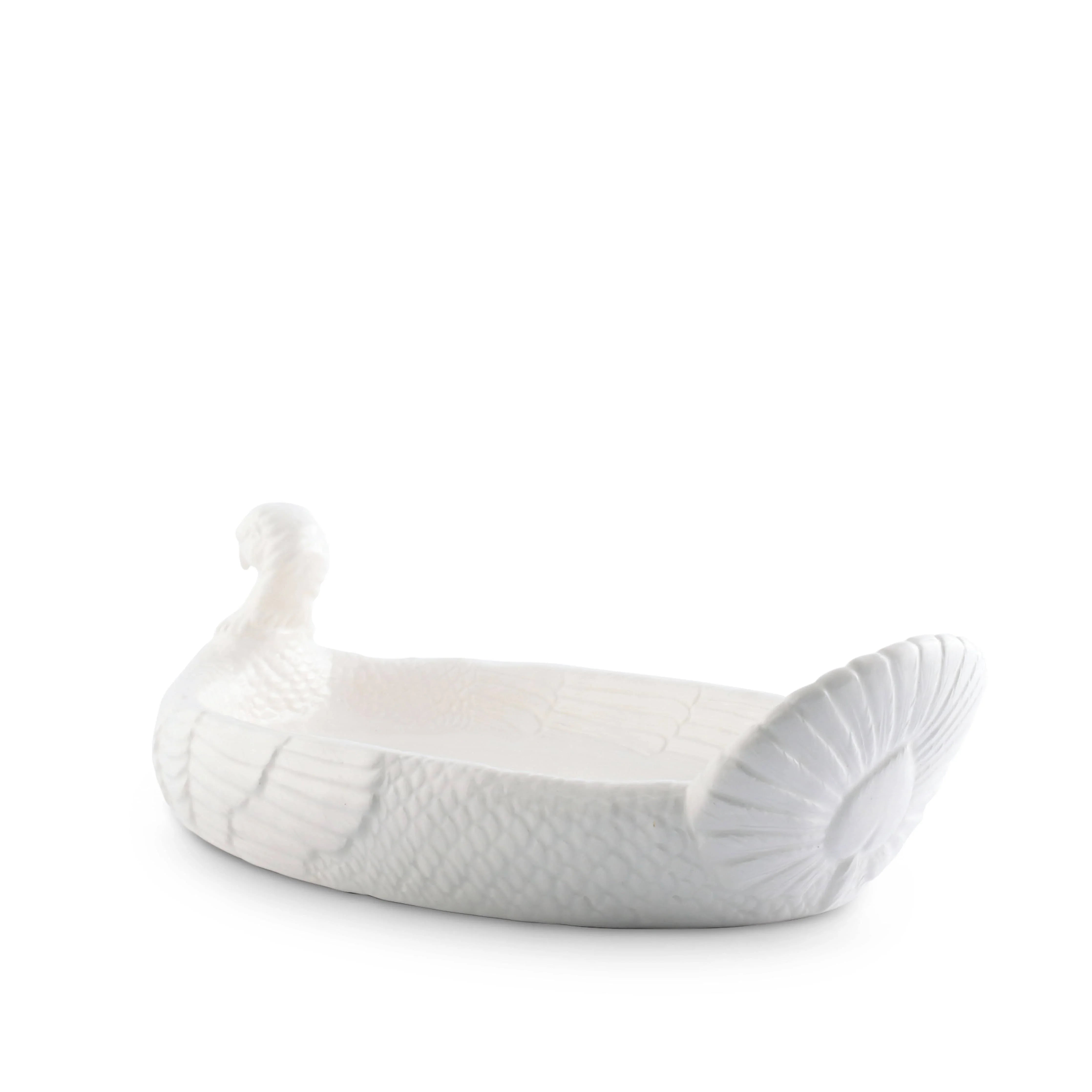Turkey sculpted stoneware tray in white - Your Western Decor