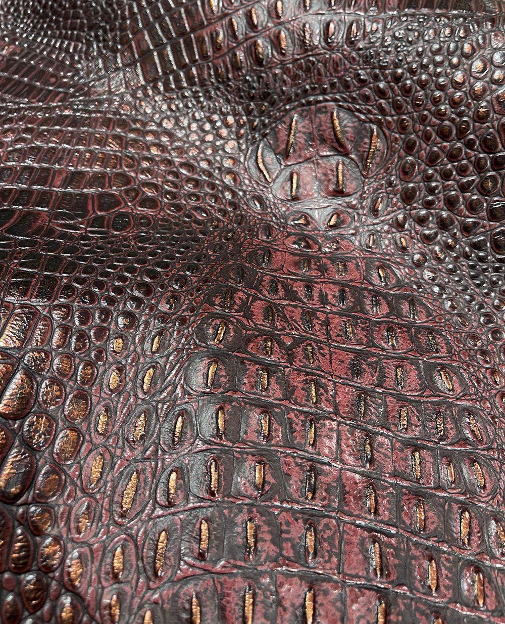 Gator embossed dark scarlett leather - Your Western Decor