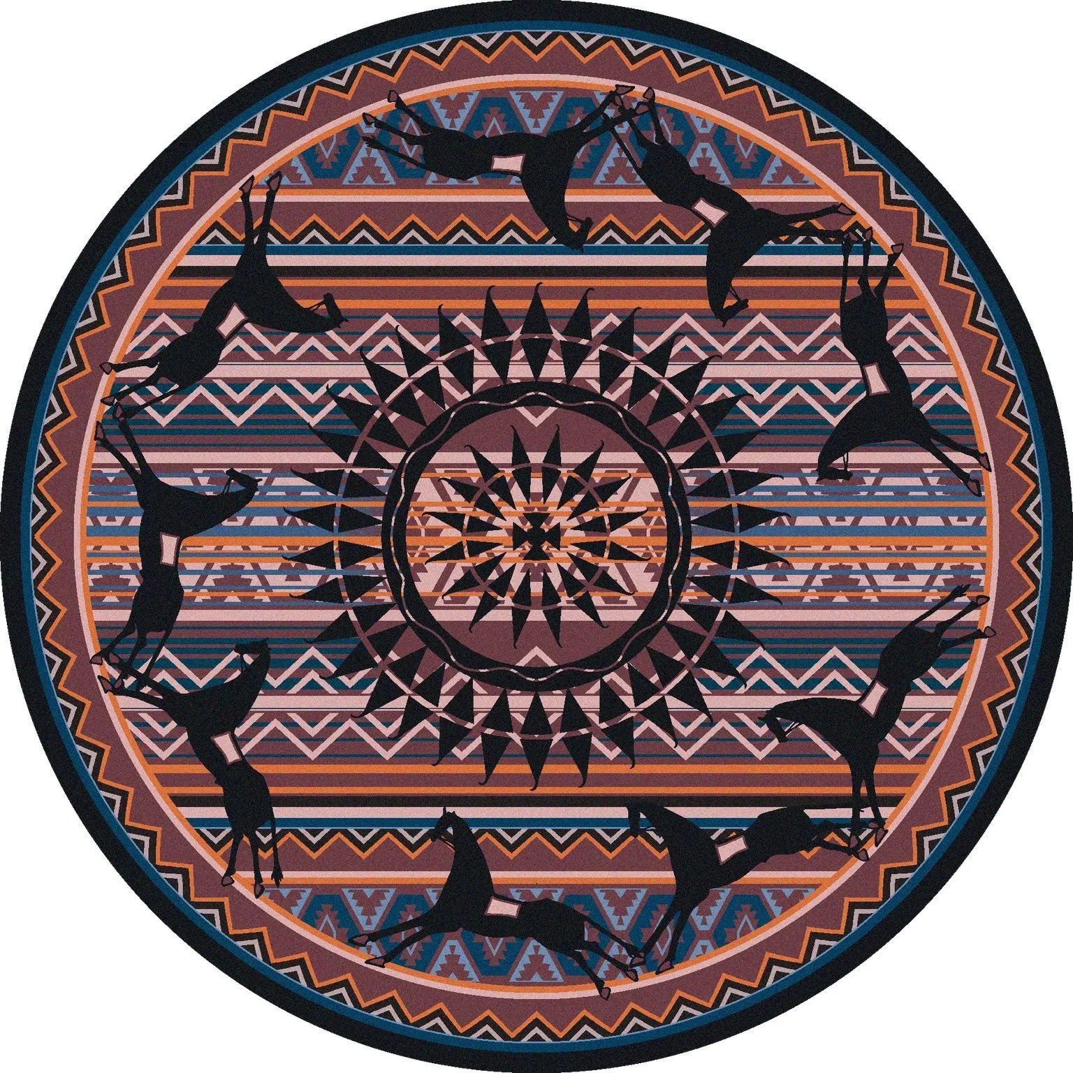 The Ghost Rider Round Area Rug - Blue - Your Western Decor