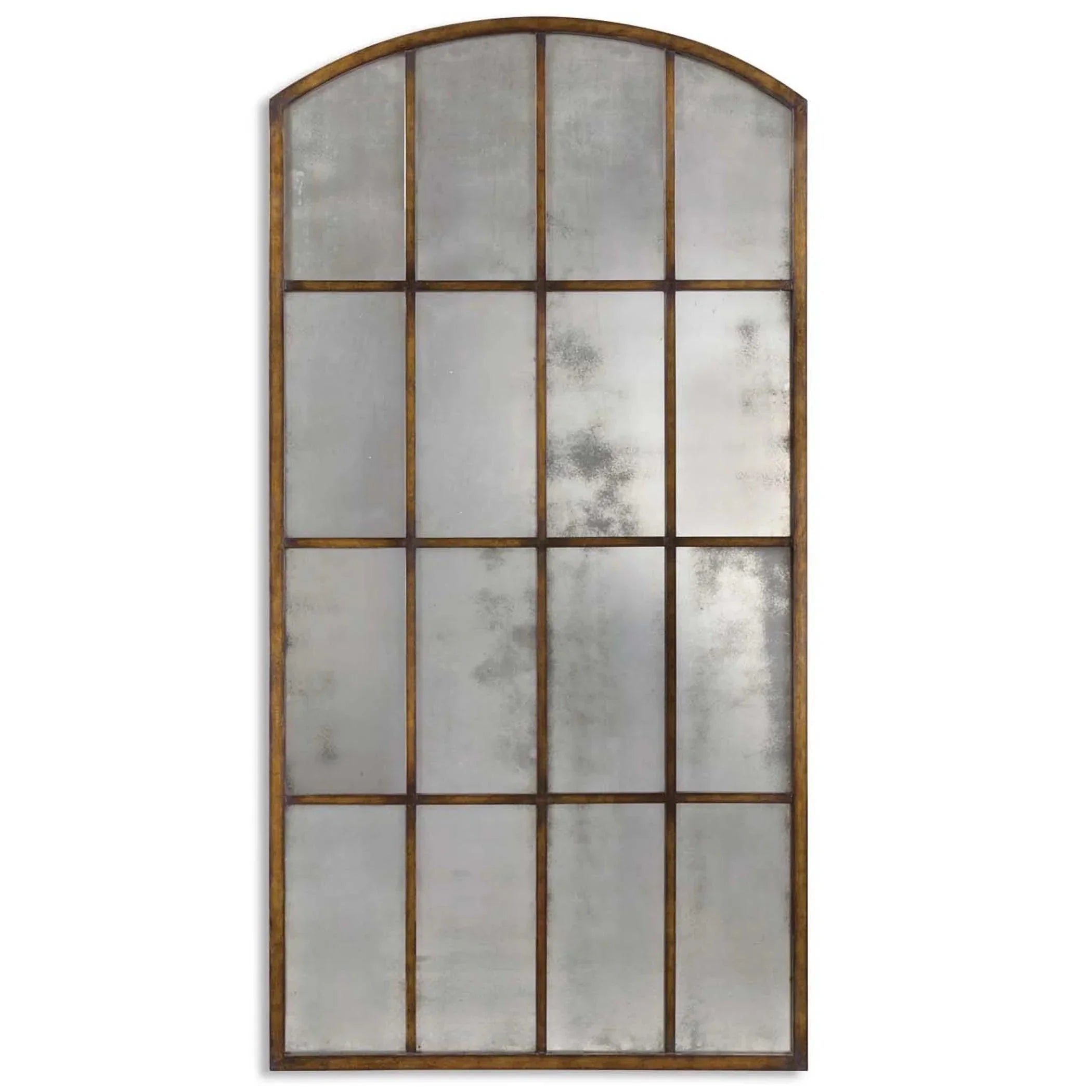 Grande Manor Windowpane Floor Mirror with forged iron frame, burnished bronze hand rubbed finish - Your Western Decor