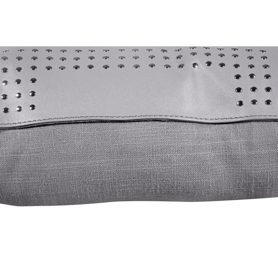 Grey leather pillow with silver stud design - Your Western Decor