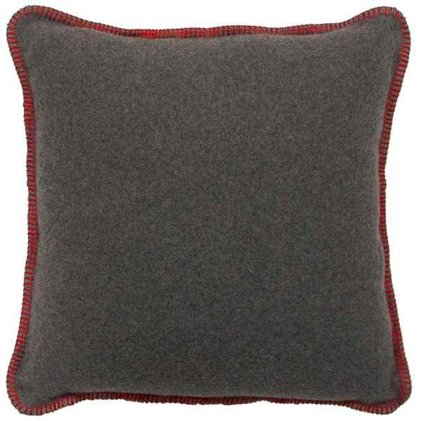 Gray pillow with red trim handmade in Caldwell, Idaho - Your Western Decor