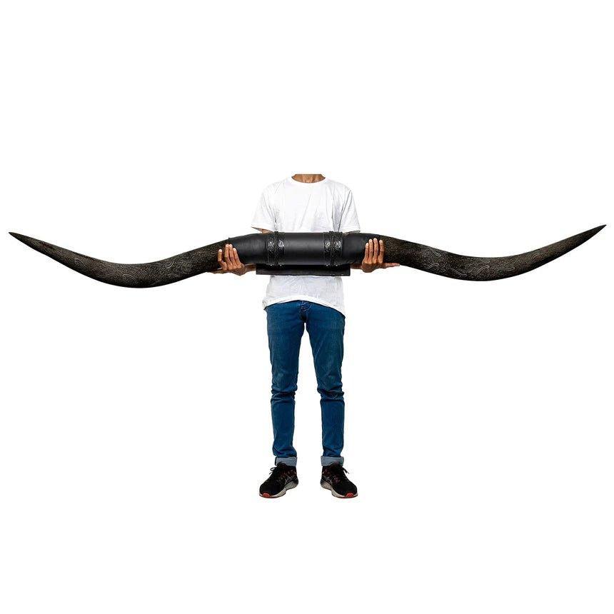 Luxury Gunner Black Mount Carved Longhorn XL - Your Western Decor
