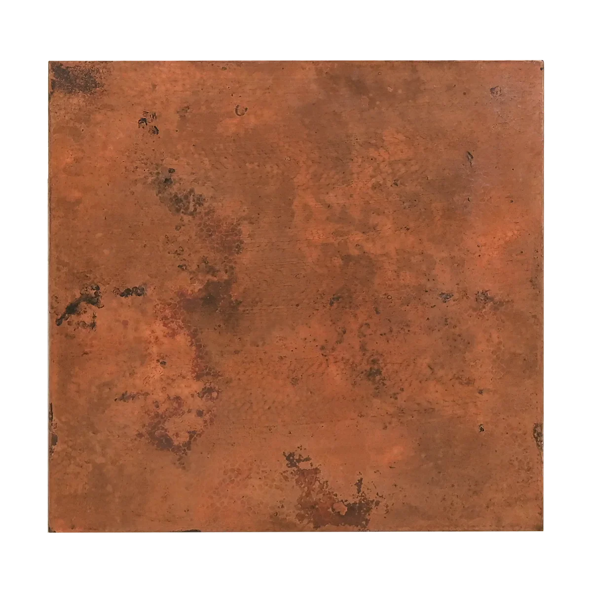 Detailed copper top of handmade carved end table made in Mexico - Your Western Decor