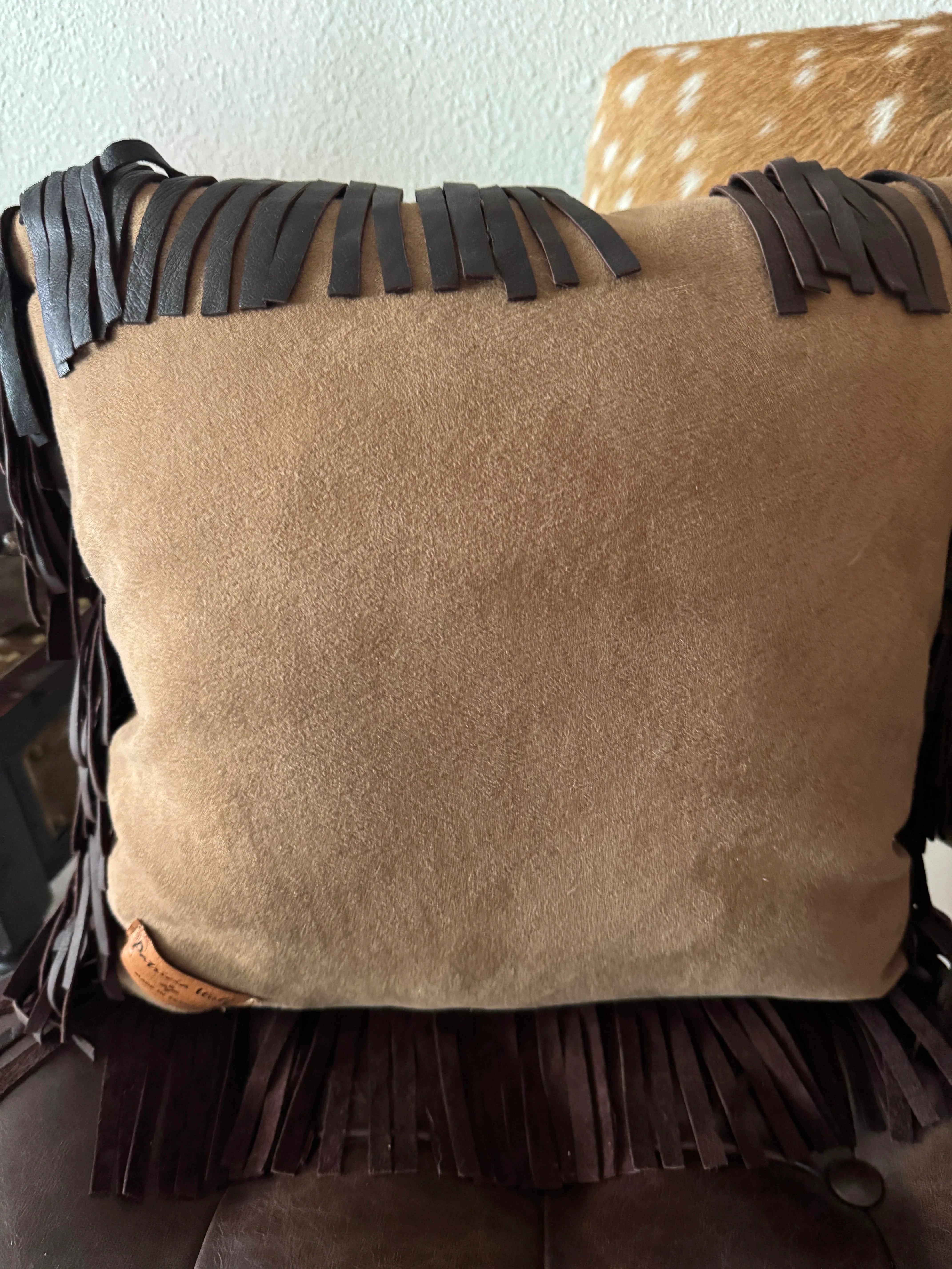 Vintage 1909 Sunday Magazine Leather Pillow reverse, handmade in the USA - Your Western Decor