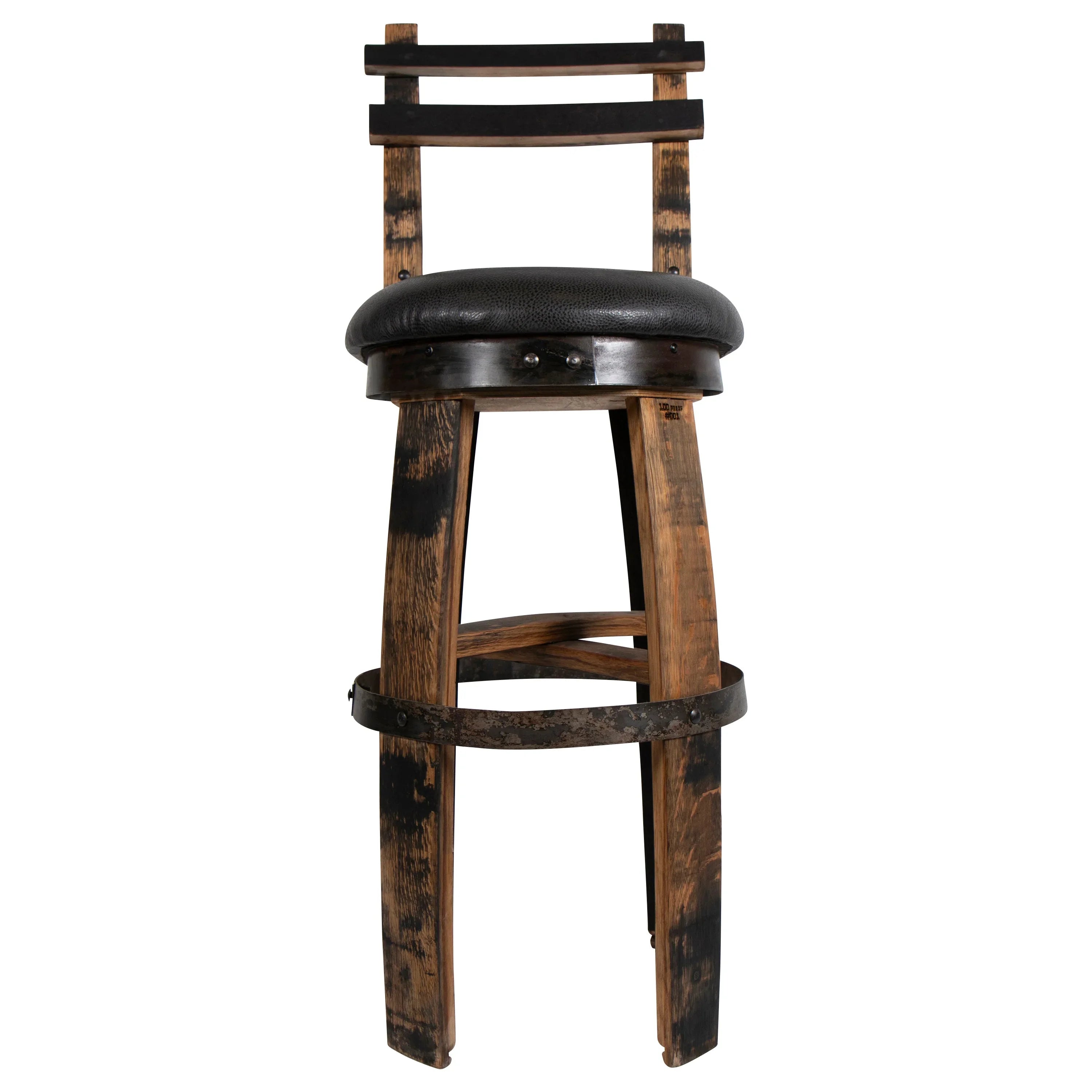 Custom and handmade in the USA 160 Proof Bar Stool with vinyl upholstered swivel Seat - Your Western Decor