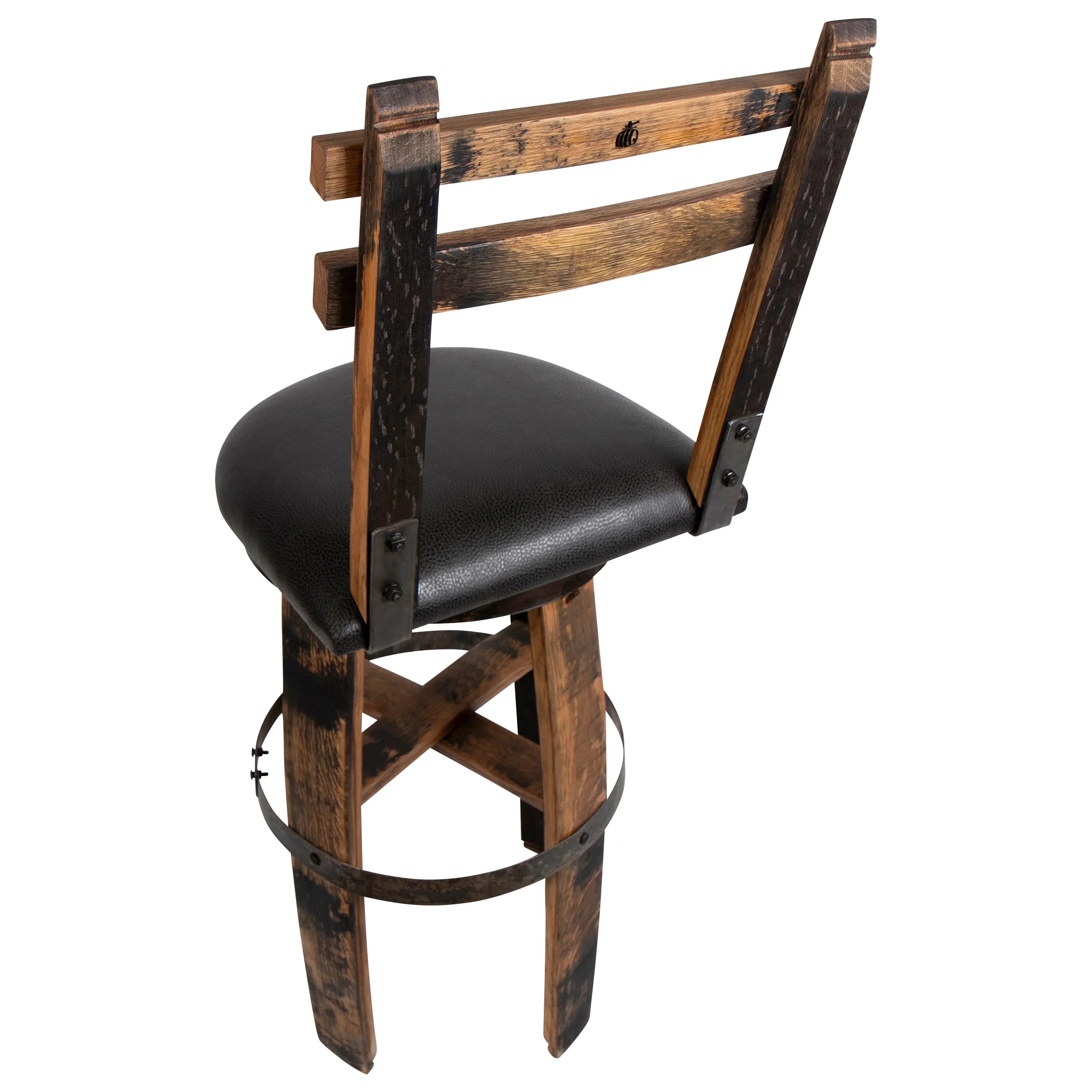 Custom and handmade in the USA 160 Proof Bar Stool with vinyl upholstered swivel Seat - Your Western Decor