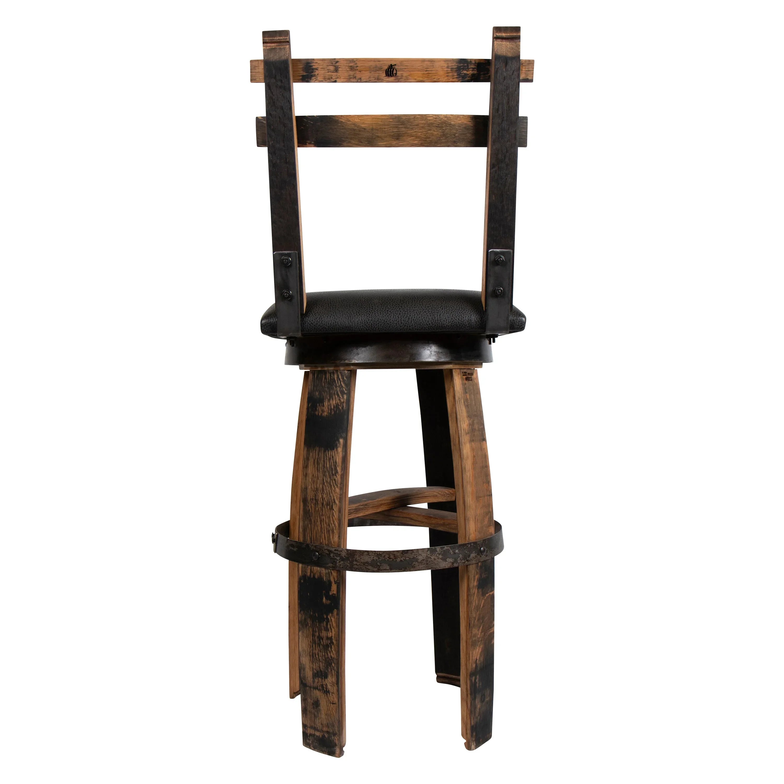 Custom and handmade in the USA 160 Proof Bar Stool with vinyl upholstered swivel Seat - Your Western Decor