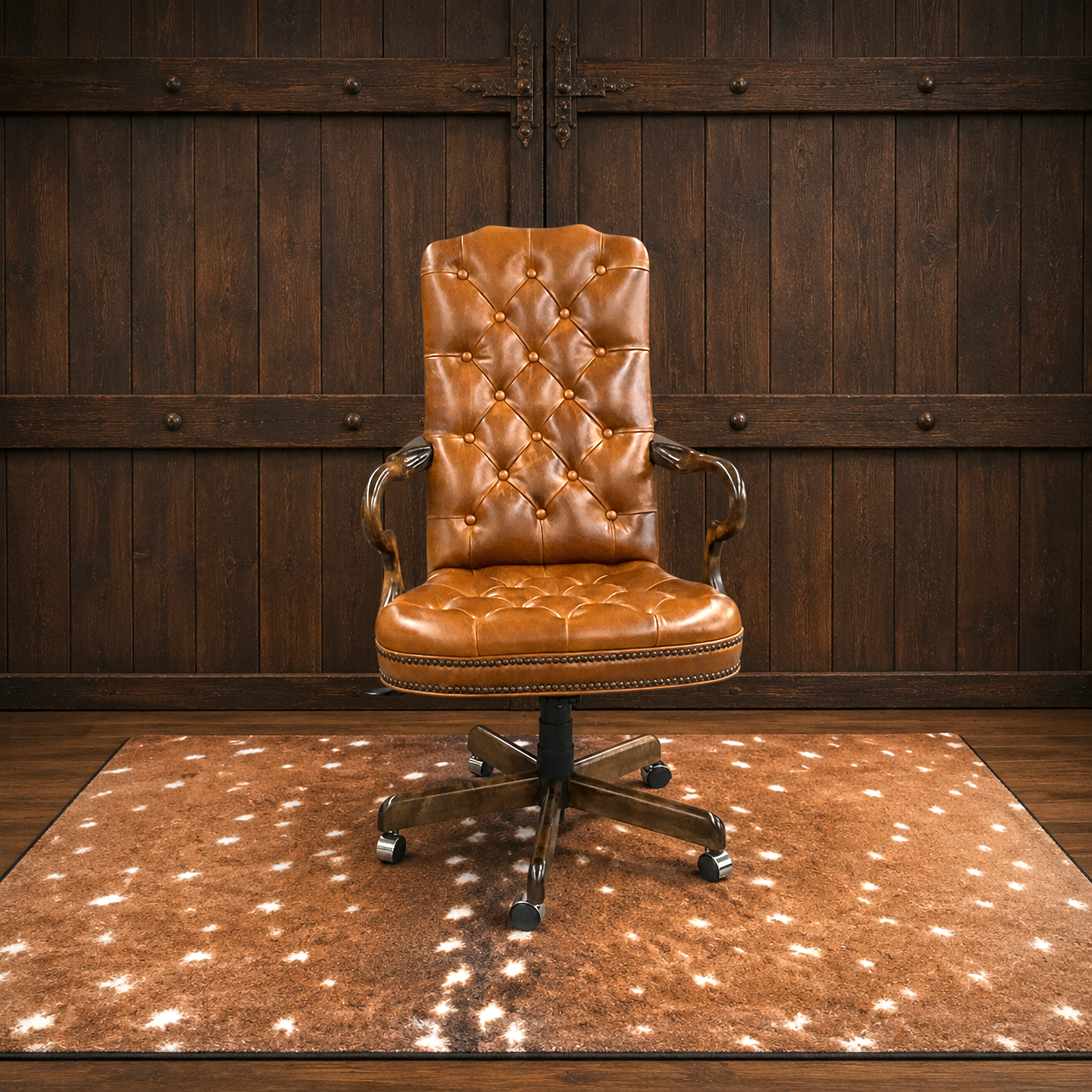 Front view of Hennessy Executive Tufted Leather Office Chair with diamond tufted leather back.