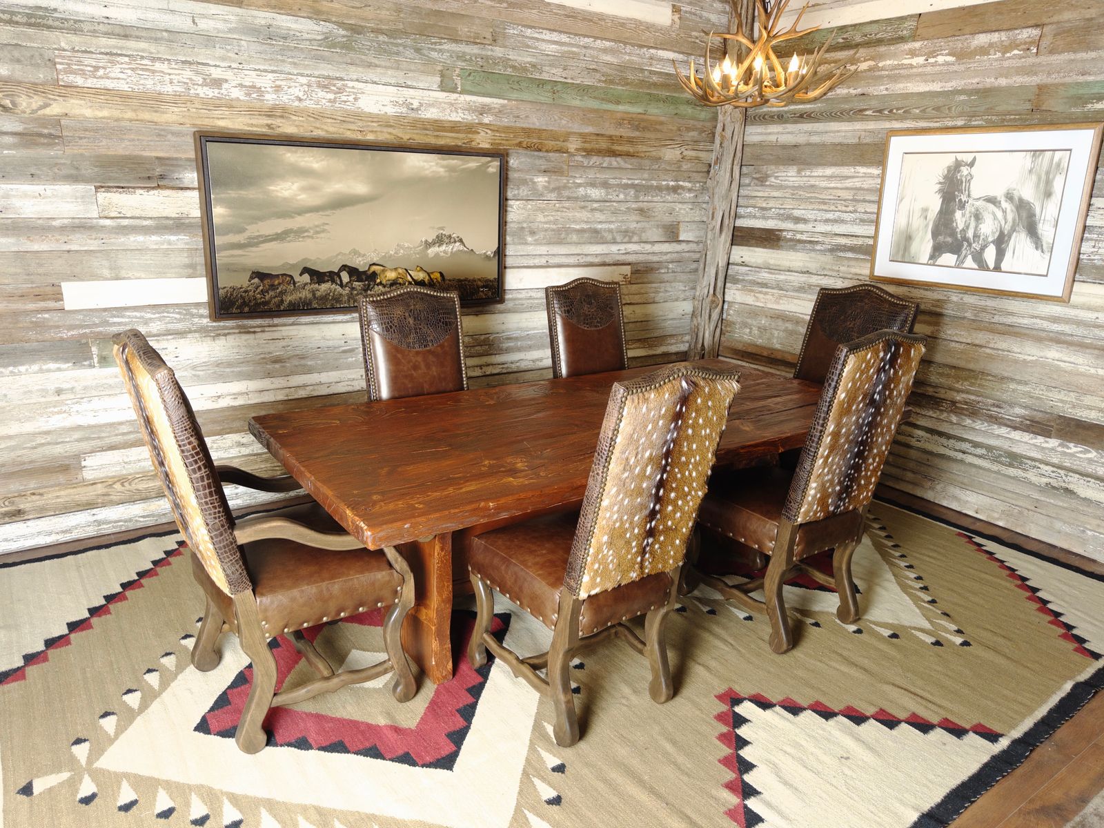 High country Axis hide and leather dining chairs - Your Western Decor