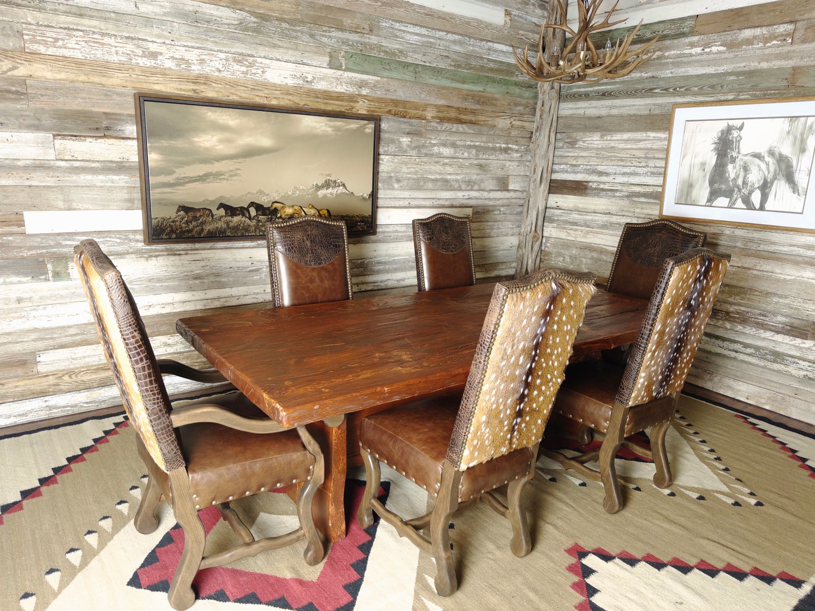 High country Axis hide and leather dining chairs - Your Western Decor