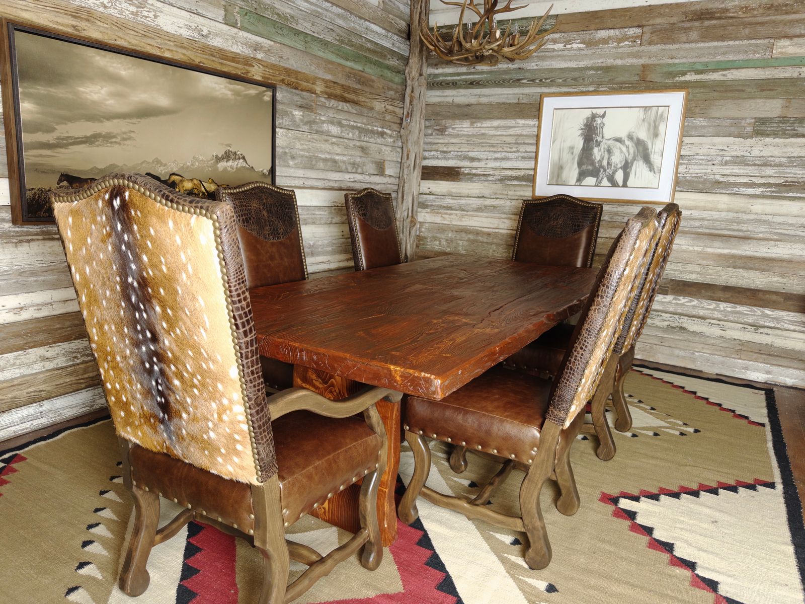 High country Axis hide and leather dining chairs - Your Western Decor