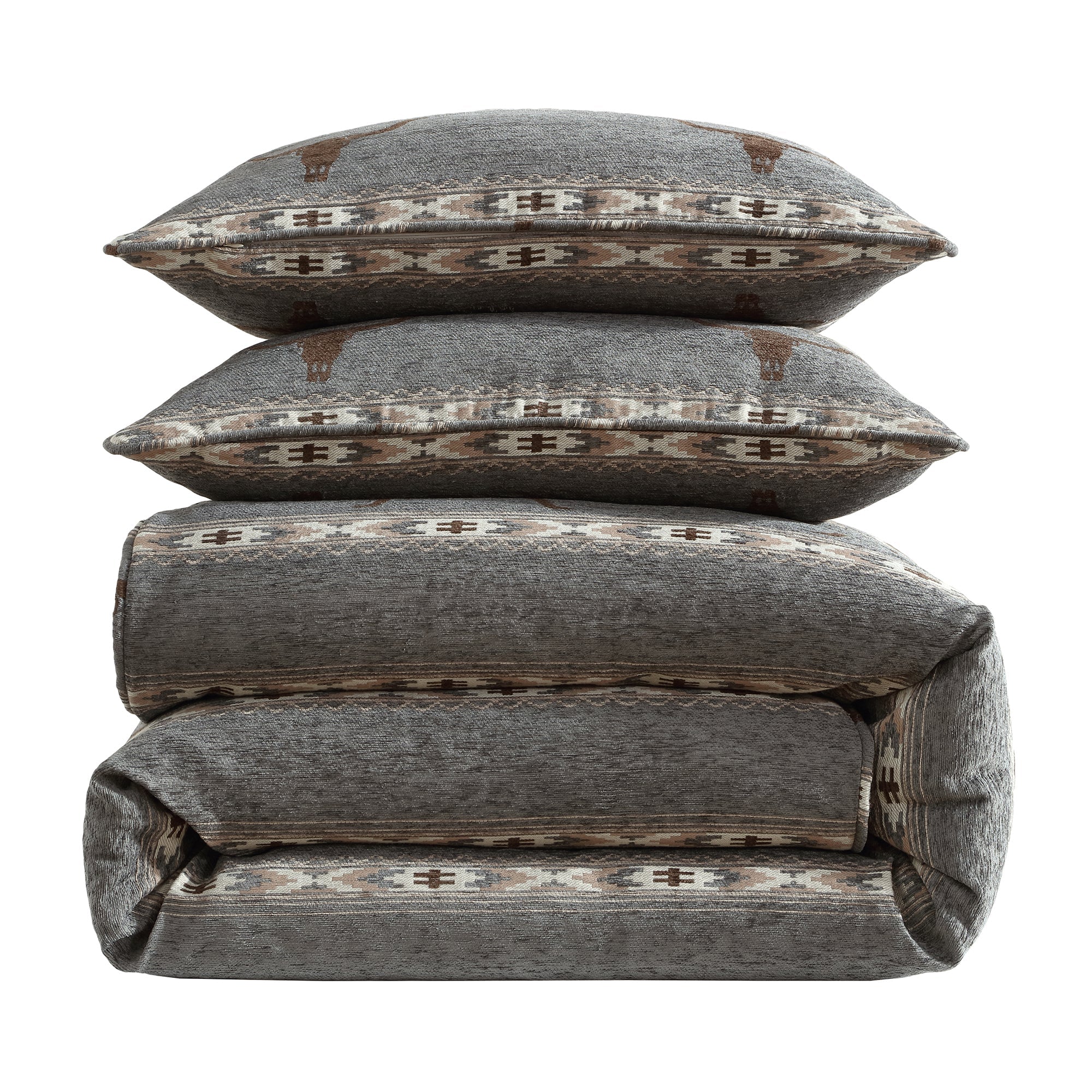 High Plains Western Bedding in greys folded - Your Western Decor