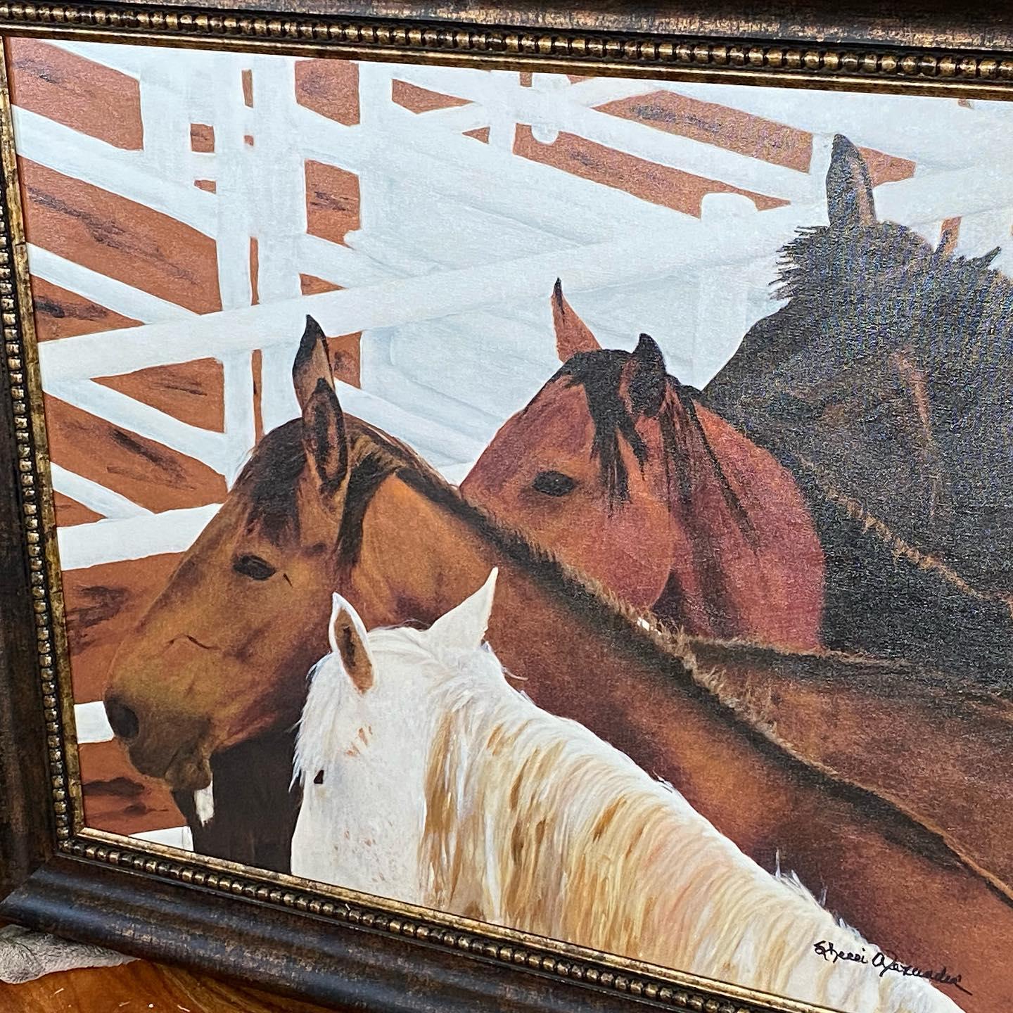 Holding Pen - framed canvas horse art by Sherri Alexander - Your Western Decor