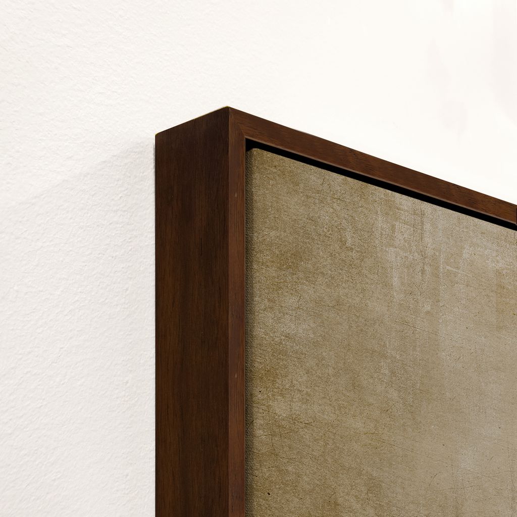 Close-up of a wooden frame corner with a textured beige background - Your Western Decor