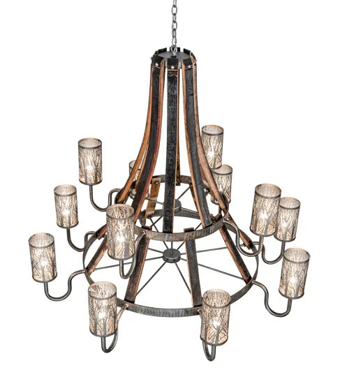 American made, hand crafted 12 light Industrial Steel Barrel Stave Chandelier - Your Western Decor