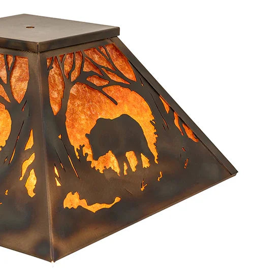 American made Meandering Woodlands Bear Metal and Mica Lamp Shade - Your Western Decor