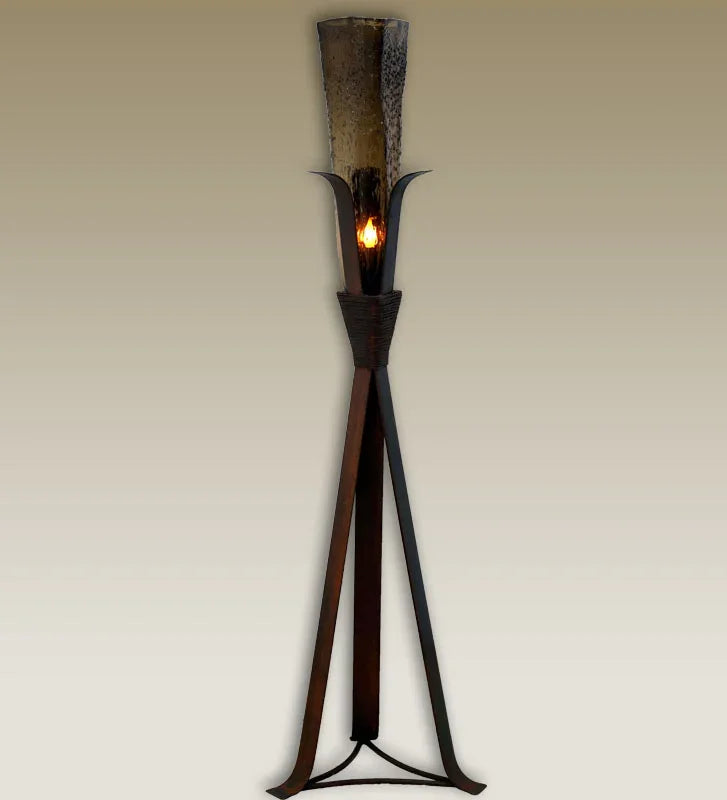 Iron Steeple Floor Lamp with Triangle Smoke Glass Shade - handmade in Mexico - Your Western Decor