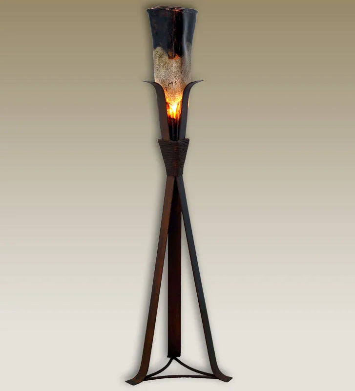 Iron Steeple Floor Lamp with Triangle Titan Black Paint Glass Shade - handmade in Mexico - Your Western Decord