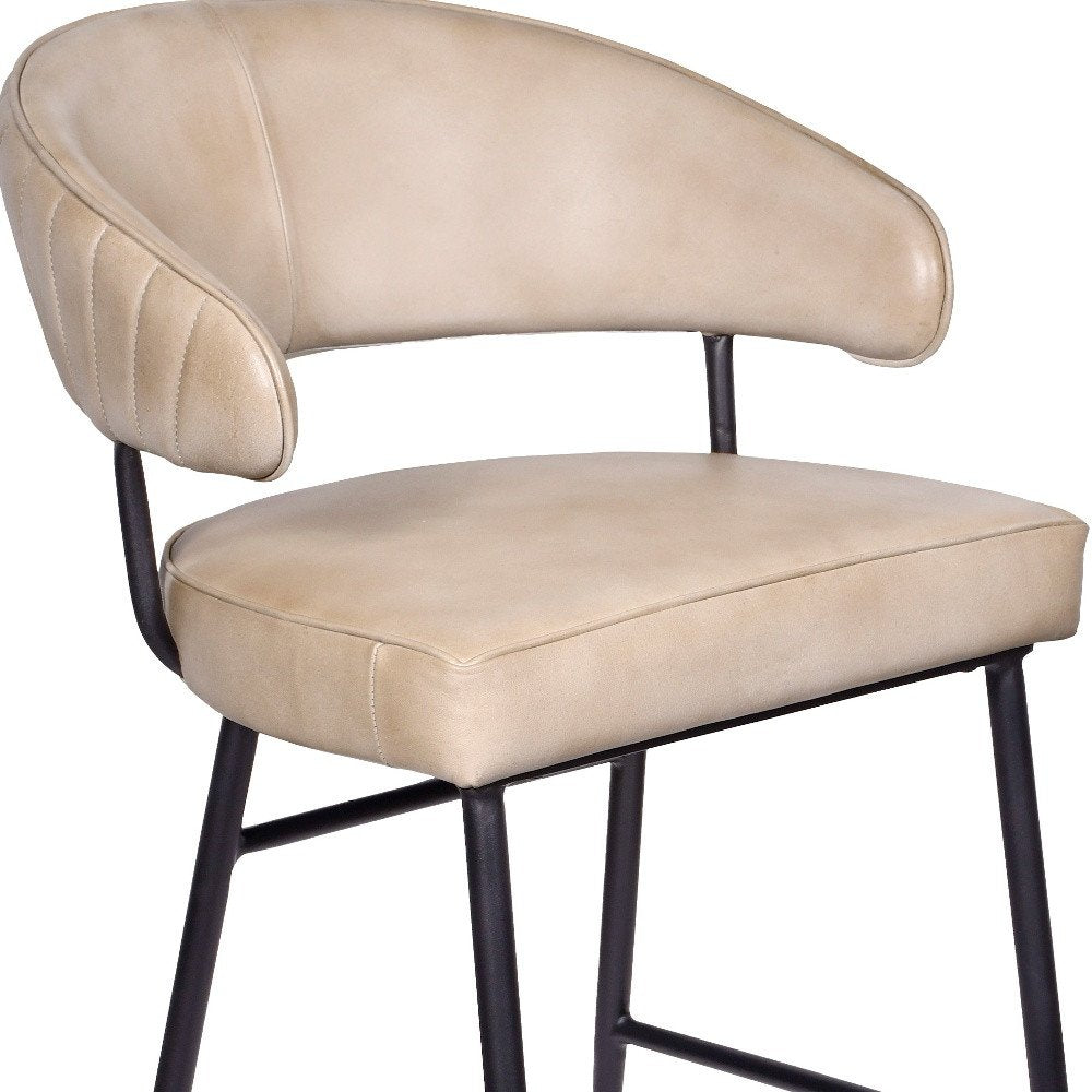 genuine ivory leather counter stool with bucket seat design