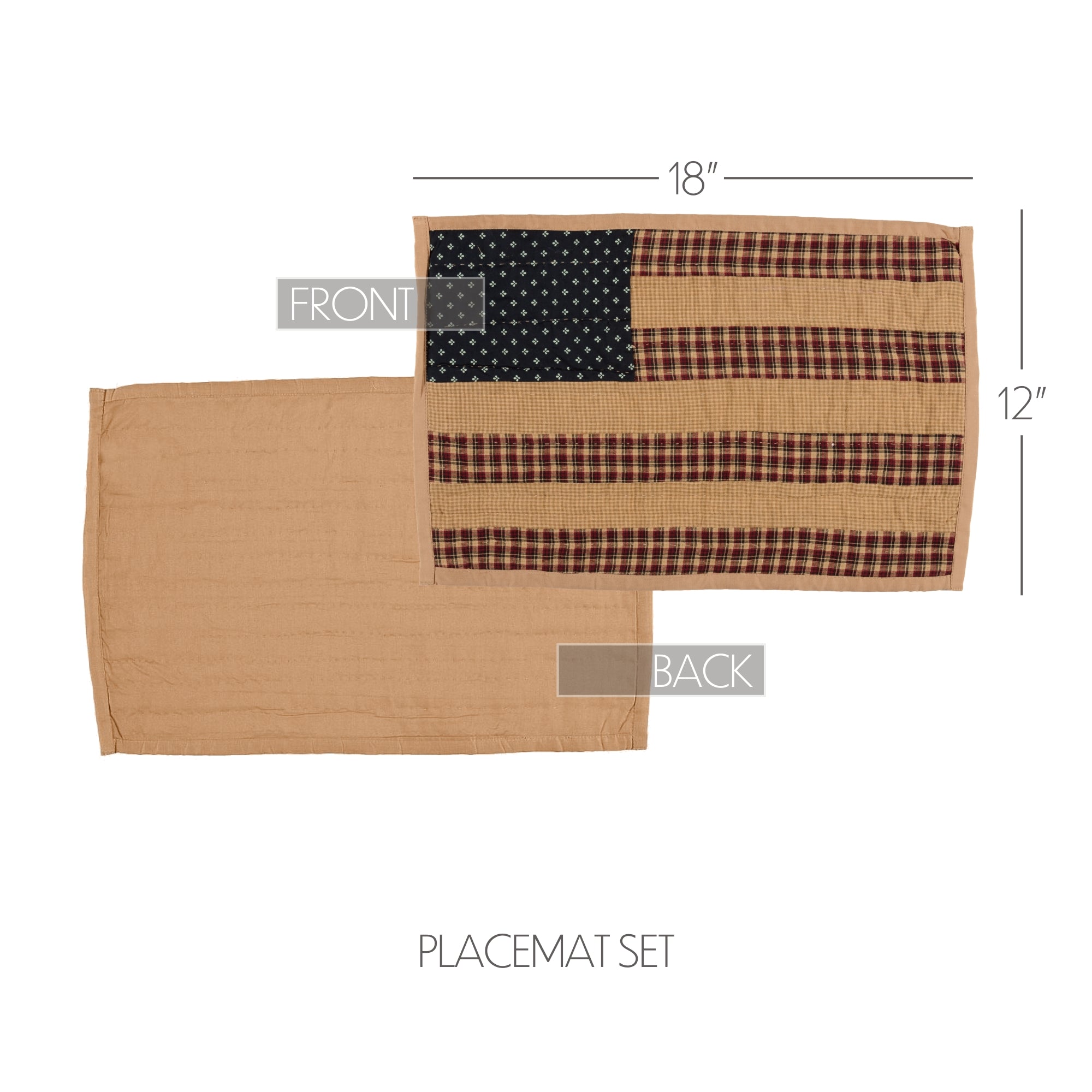 quilted cotton patriotic placemats set of 6 with americana flag design