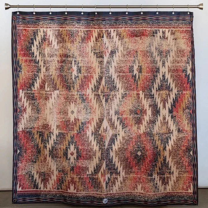 Distressed Southwestern Shower Curtain with rings - Your Western Decor