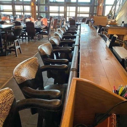 Laramie western bar stools with smooth and croc embossed leathers - Your Western Decor