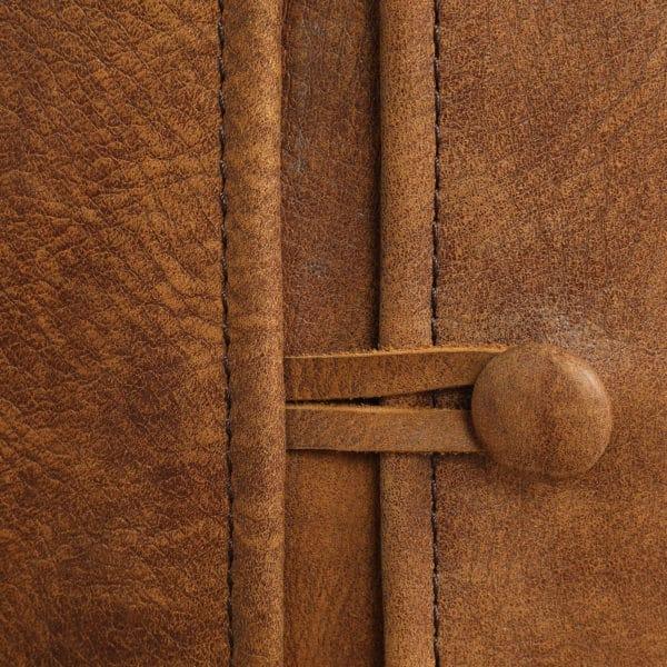 Button back detail on Nubuck leather chair slipcover - Your Western Decor