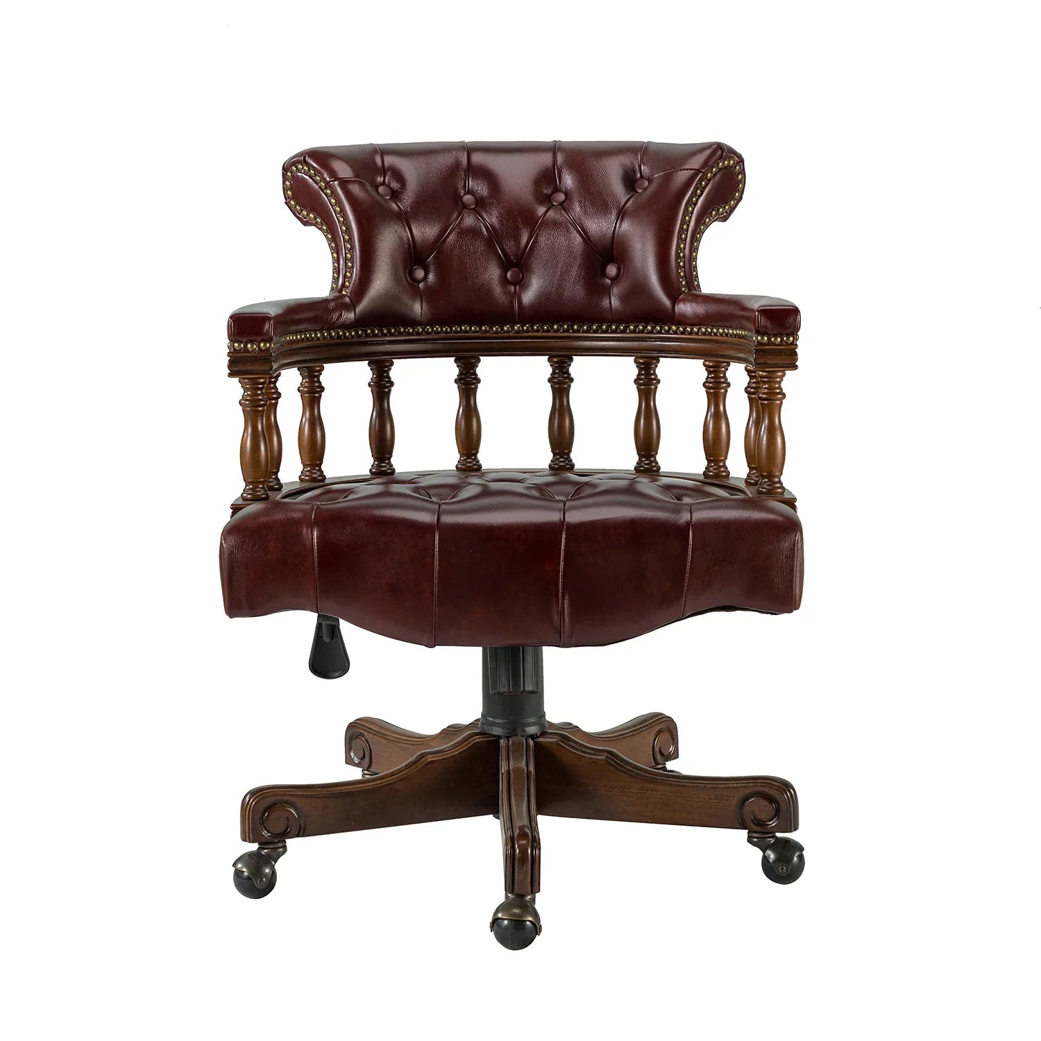 Burgundy luxury tufted leather office chair - Your Western Decor