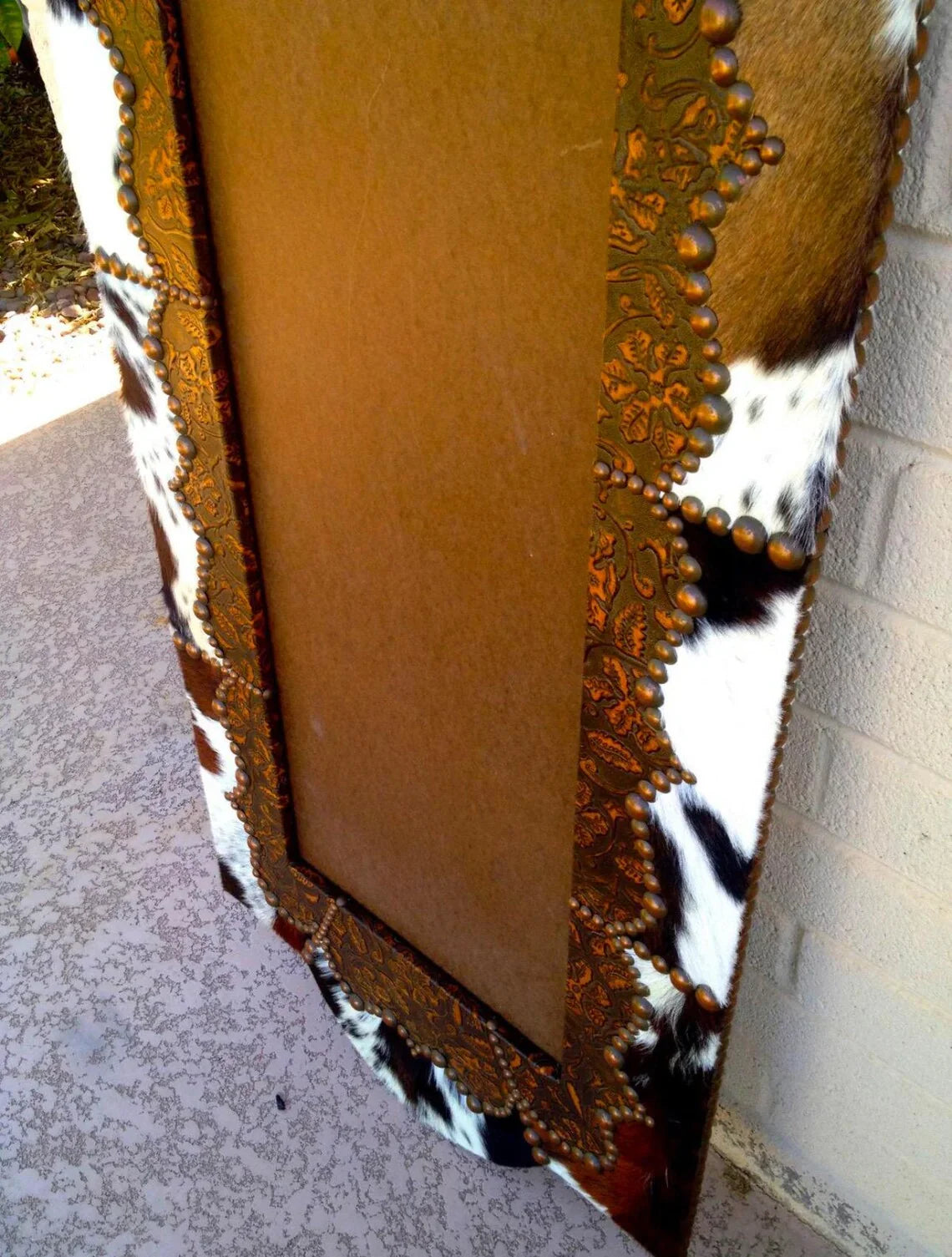 American made, handmade Leather & Cowhide Full Length Western Mirror Frame - Your Western Decor