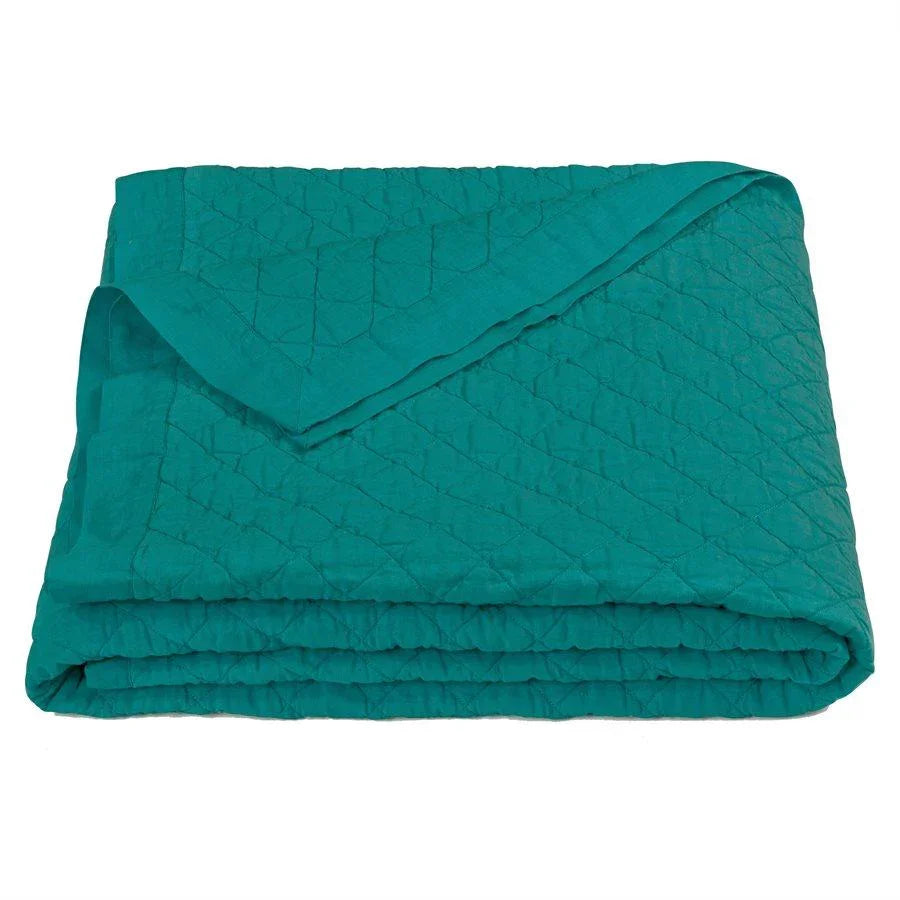 Linen Cotton Diamond Quilt in Turquoise color from HiEnd Accents