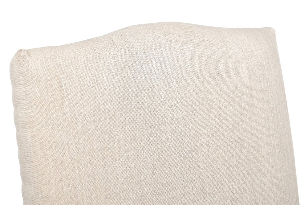Detail of linen fabric on dining chair back