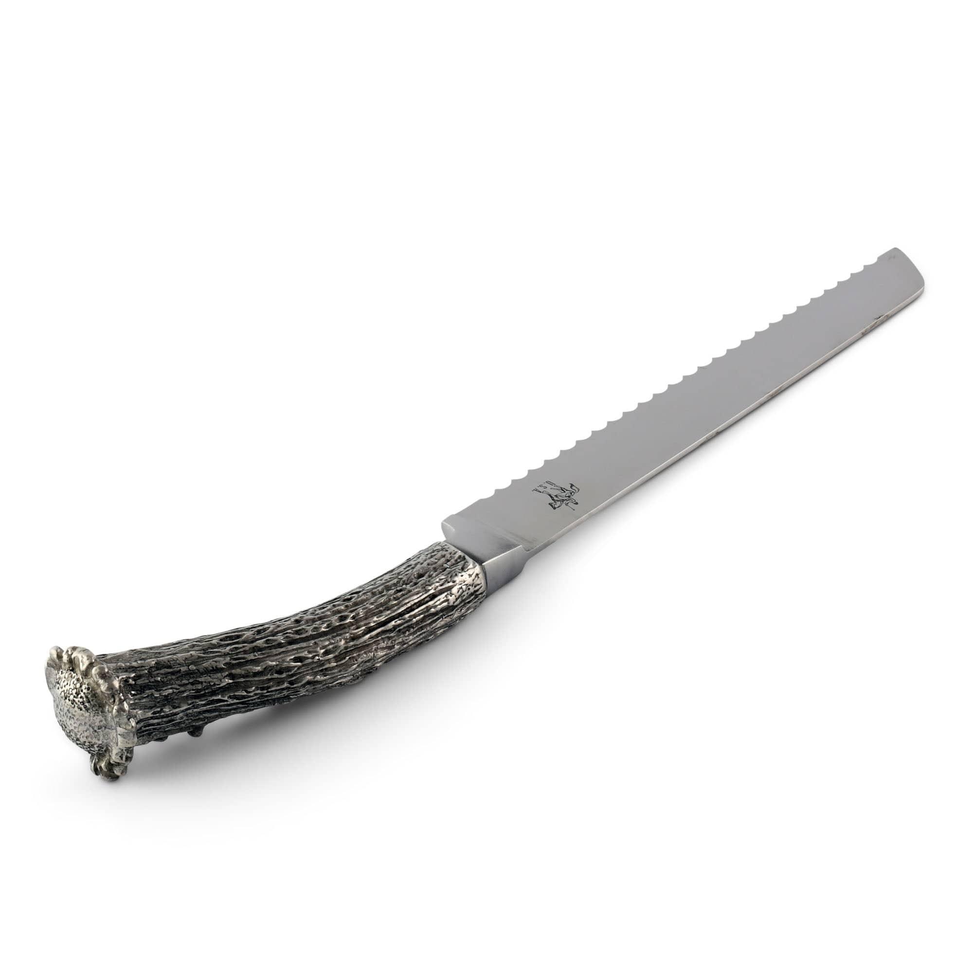 Pewter and stainless steel elk antler bread knife - Your Western Decor
