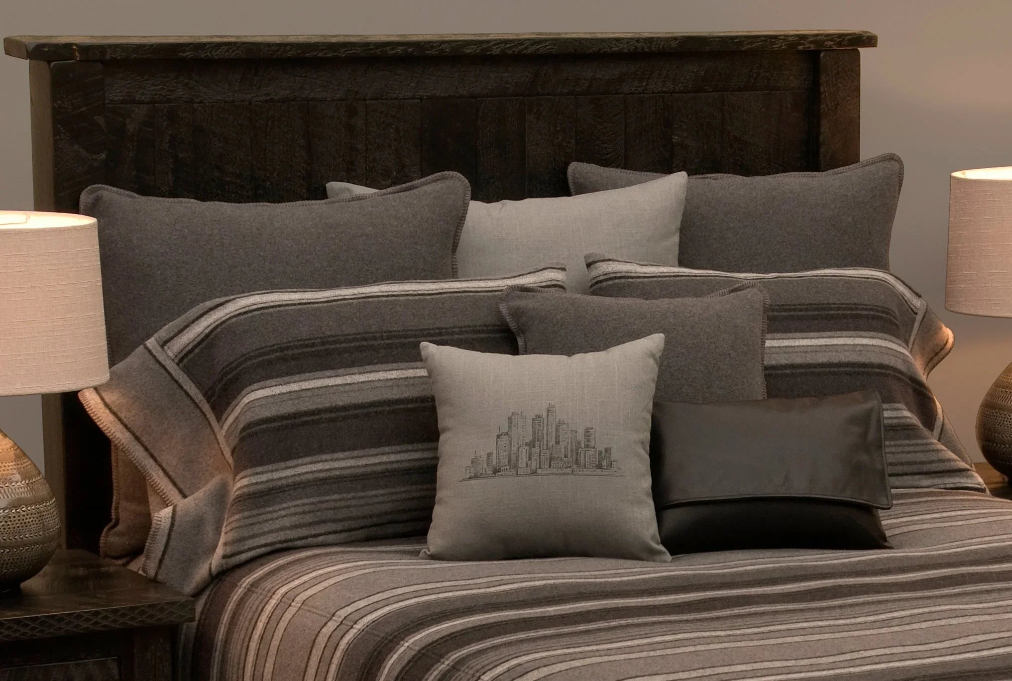 Lodge Lux brown striped bedding - Your Western Decor