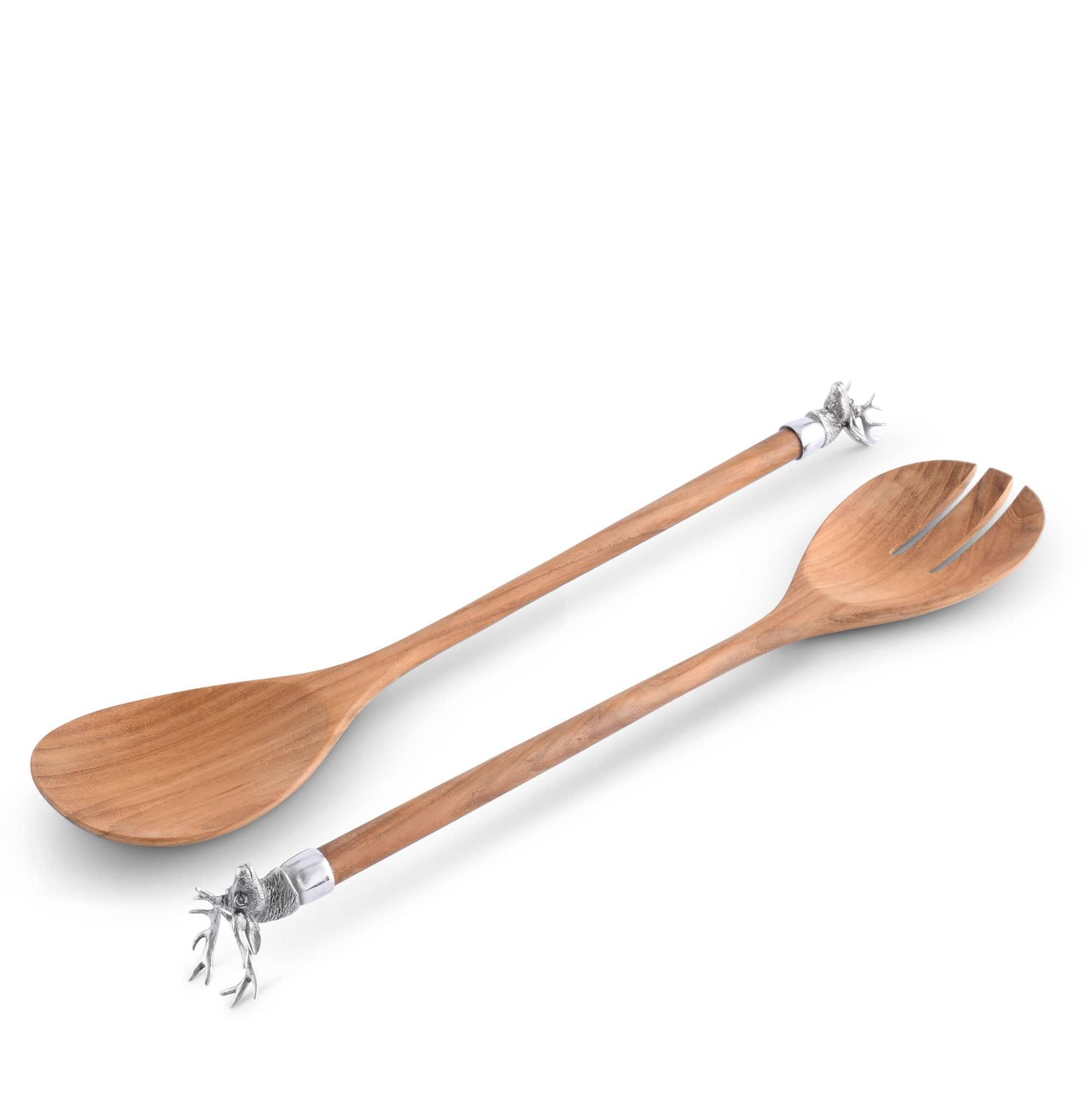 Elk Head Wood Salad Servers - Your Western Decor