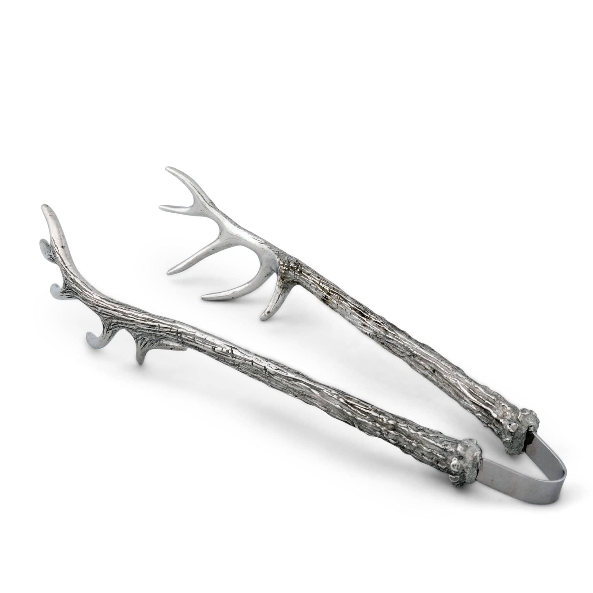 Pewter tongs with antler design - Your Western Decor