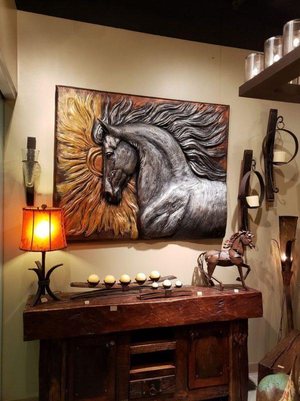 Handmade Lone Stallion 3-D Resin Wall Sculpture