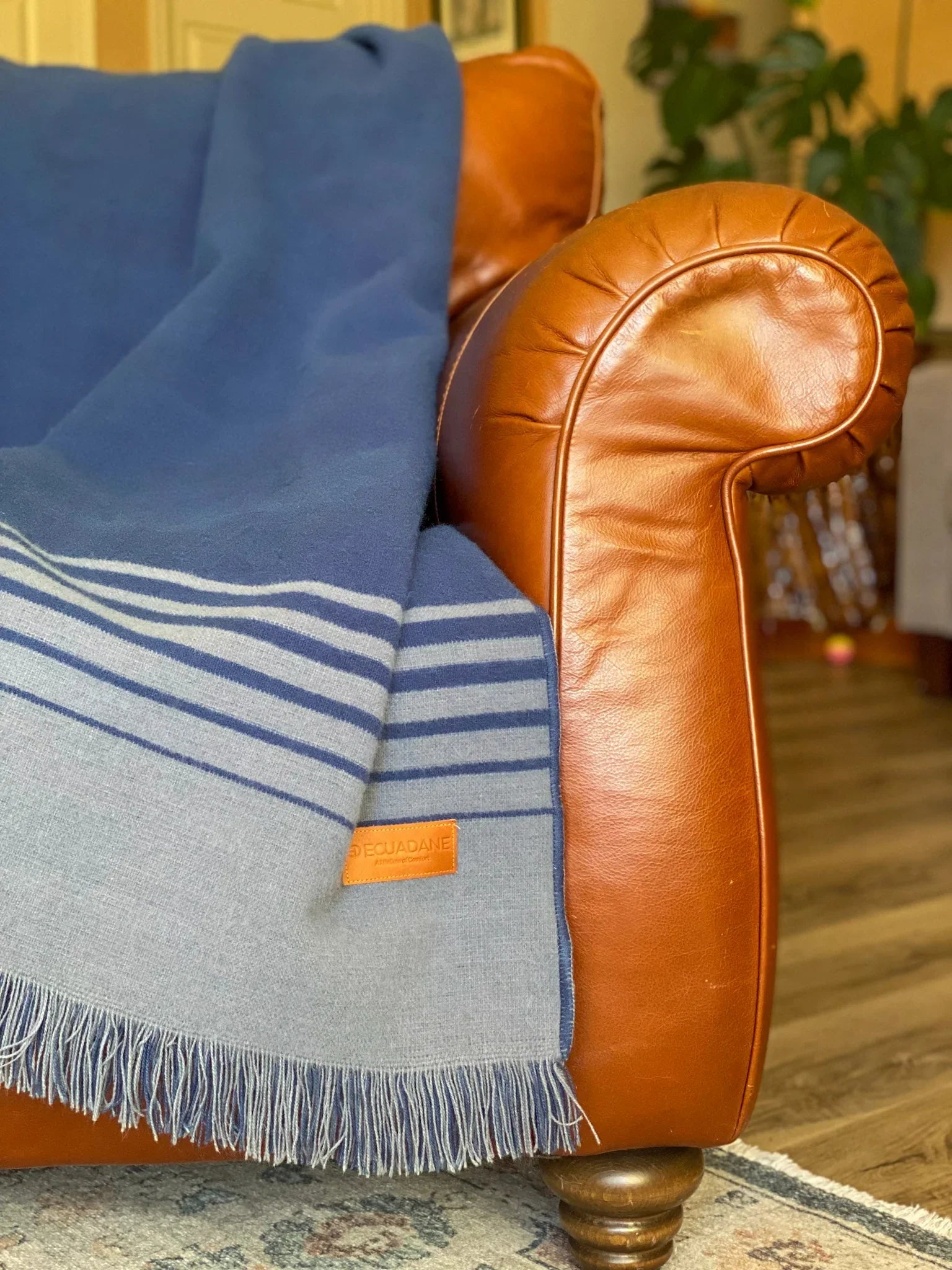 Blue and grey luxury plush throw blanket with fringe - Your Western Decor