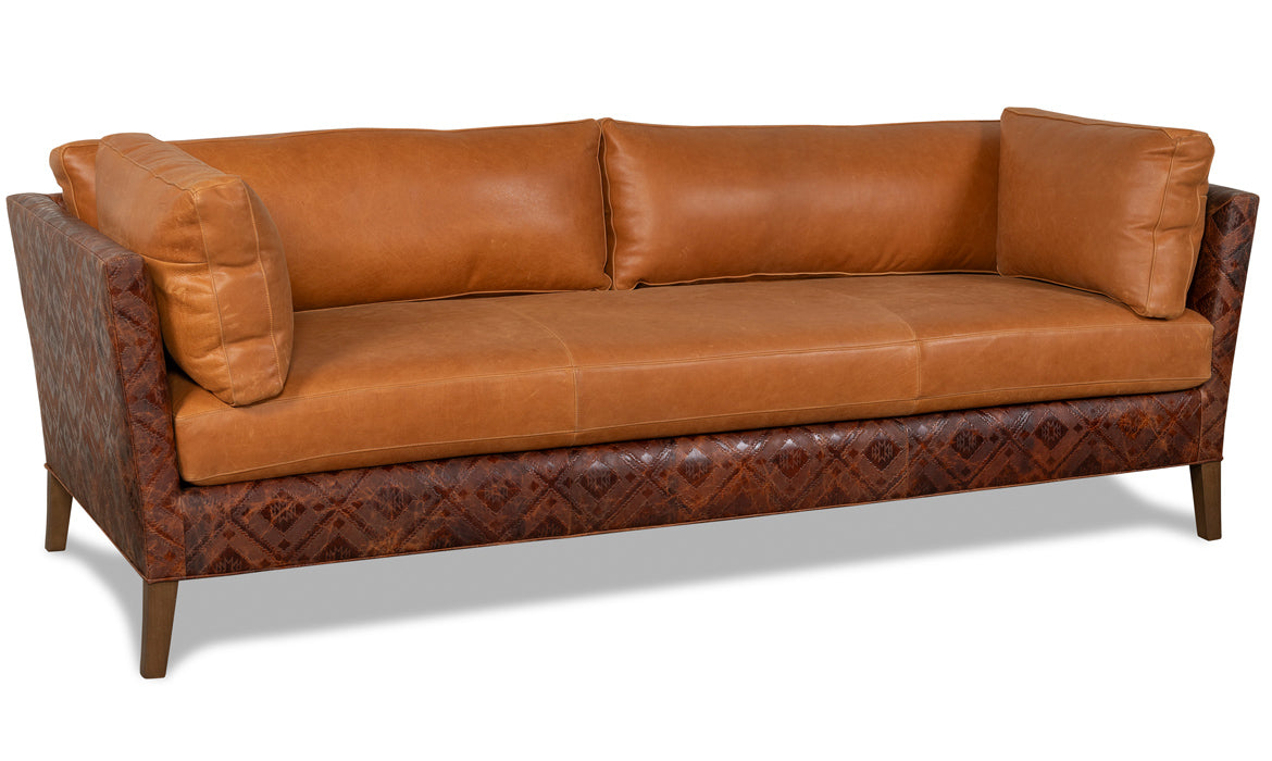 Sedona leather sofa with smooth and embossed leathers