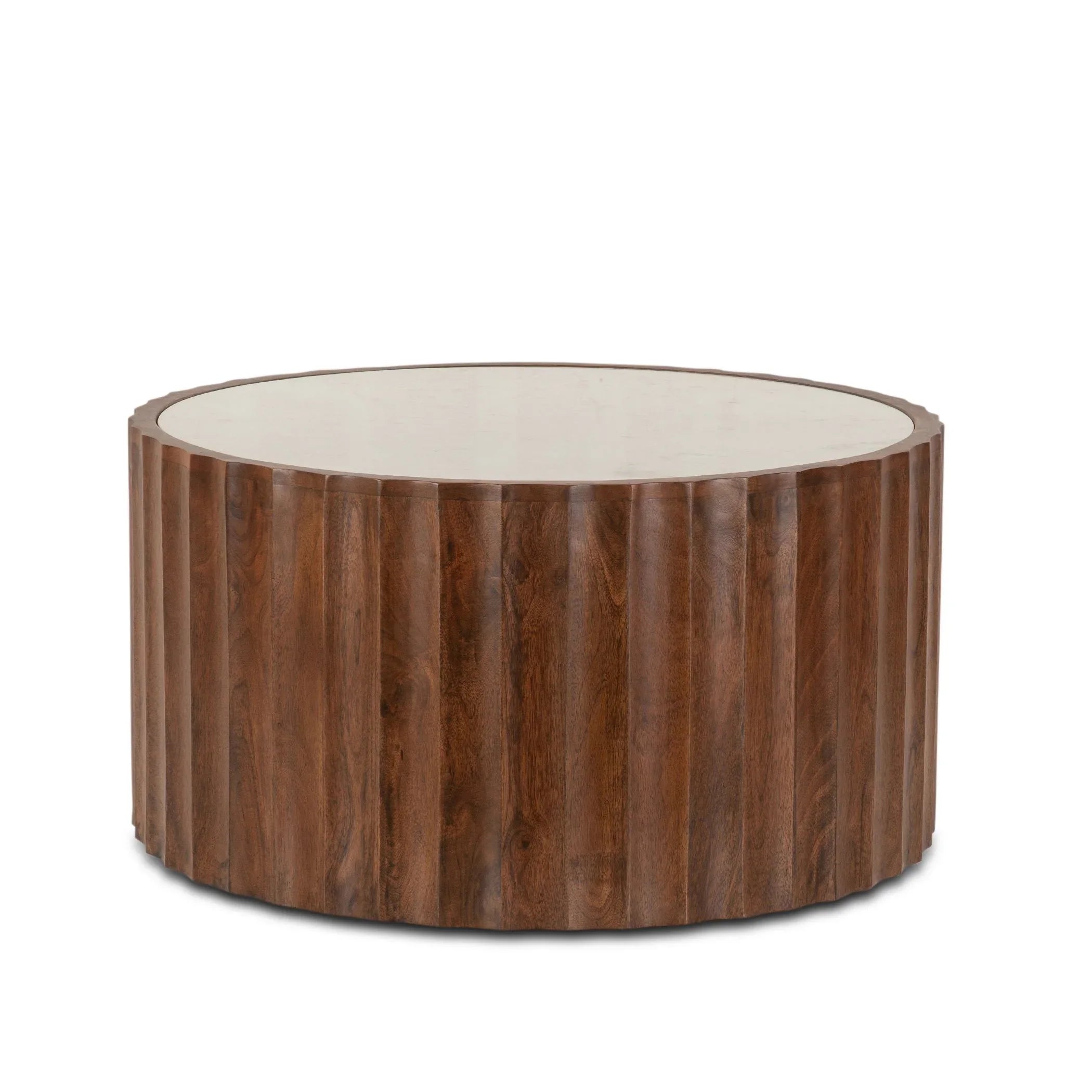 Mango wood coffee table with white marble top - Your Western Decor