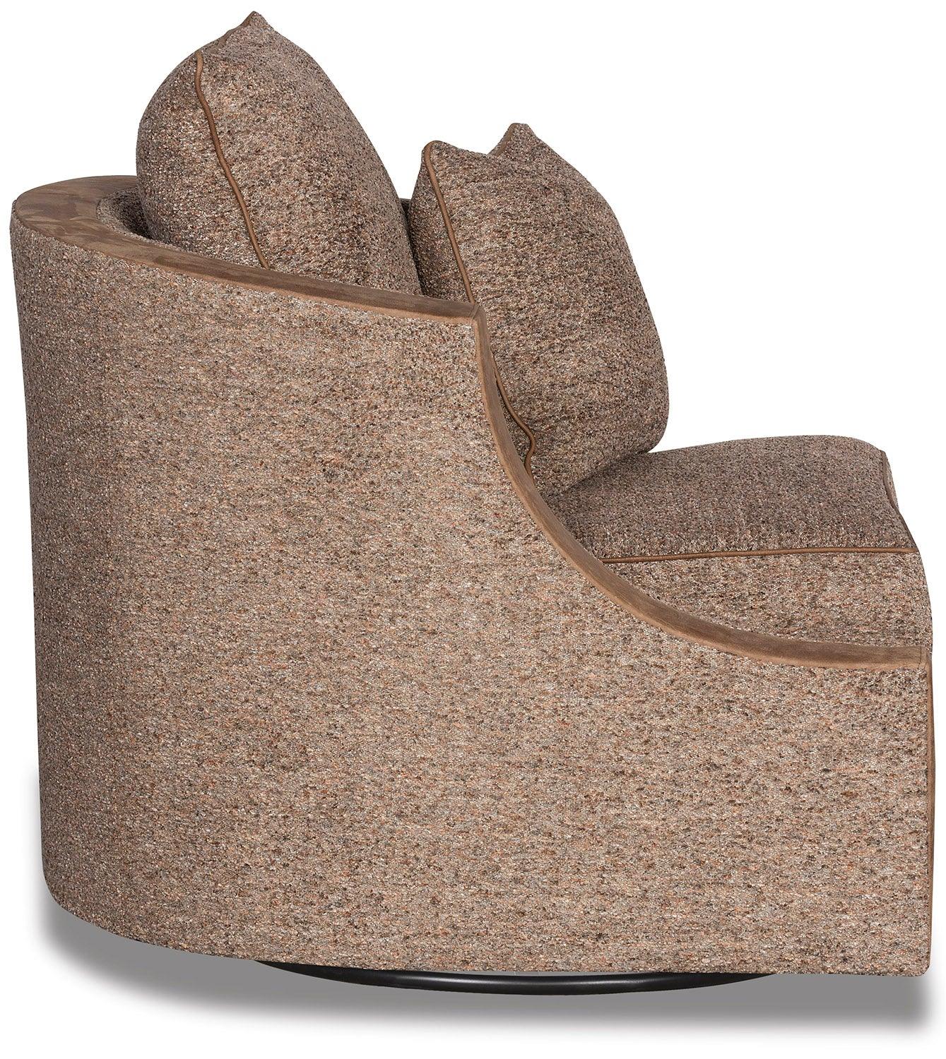 American made custom Marlowe Diamond Stitch Swivel Chair in fabric and leather - Your Western Decor