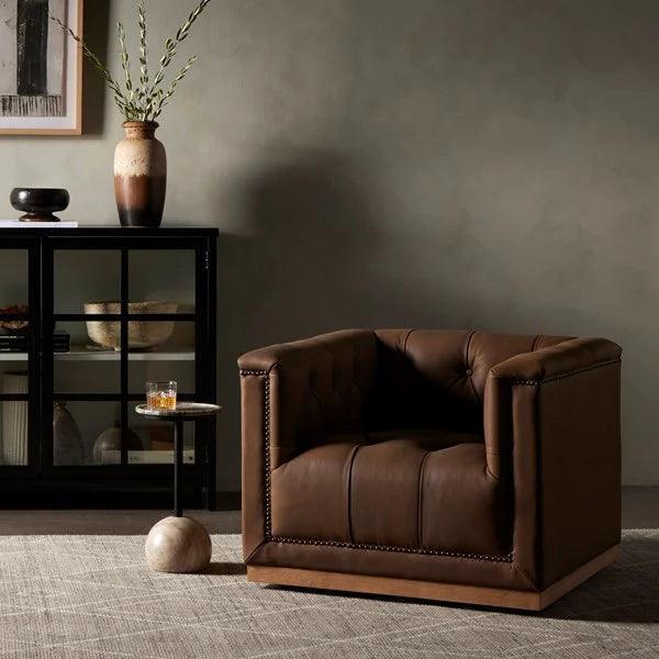 Maxin Umber Brown Tufted Swivel Chair - Your Westen Decor