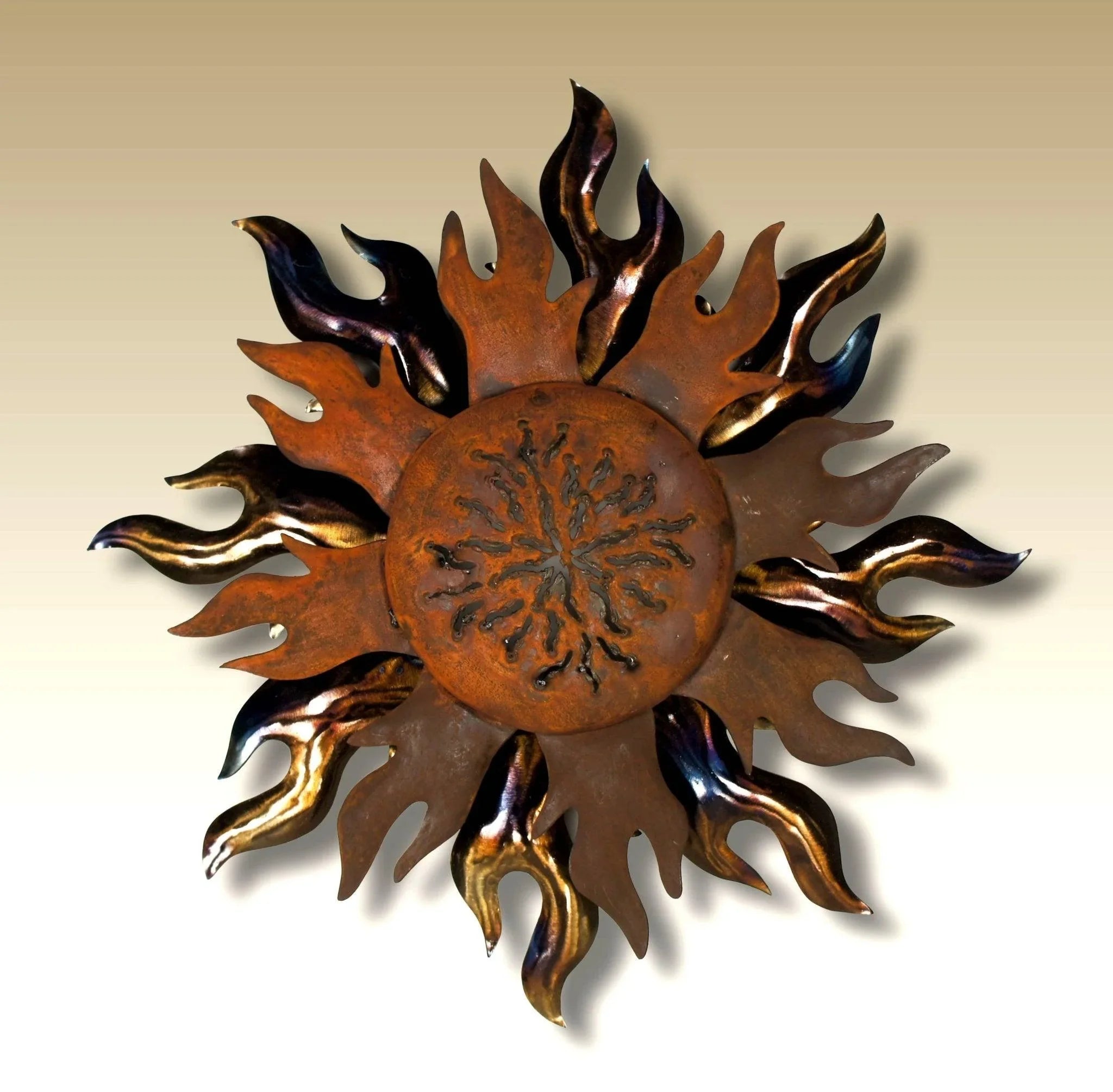 metal sun wall art with rustic iron finish handcrafted sunburst wall decor for western home