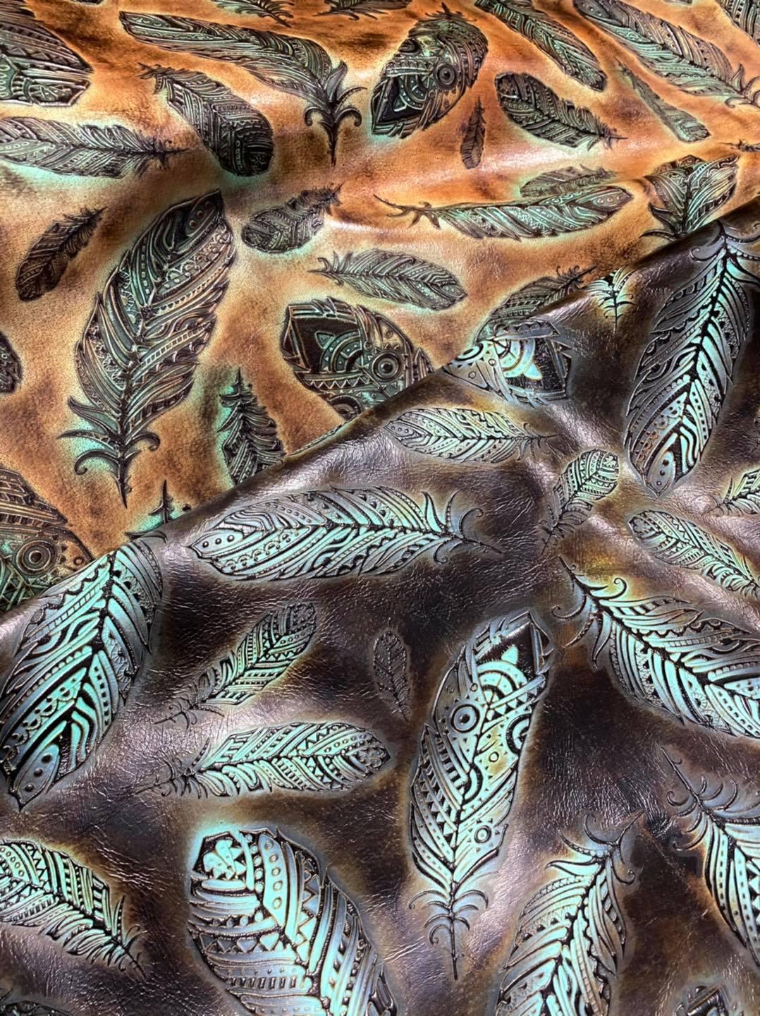 Mini Plumas Feather Embossed Leathers - Your Western Decor