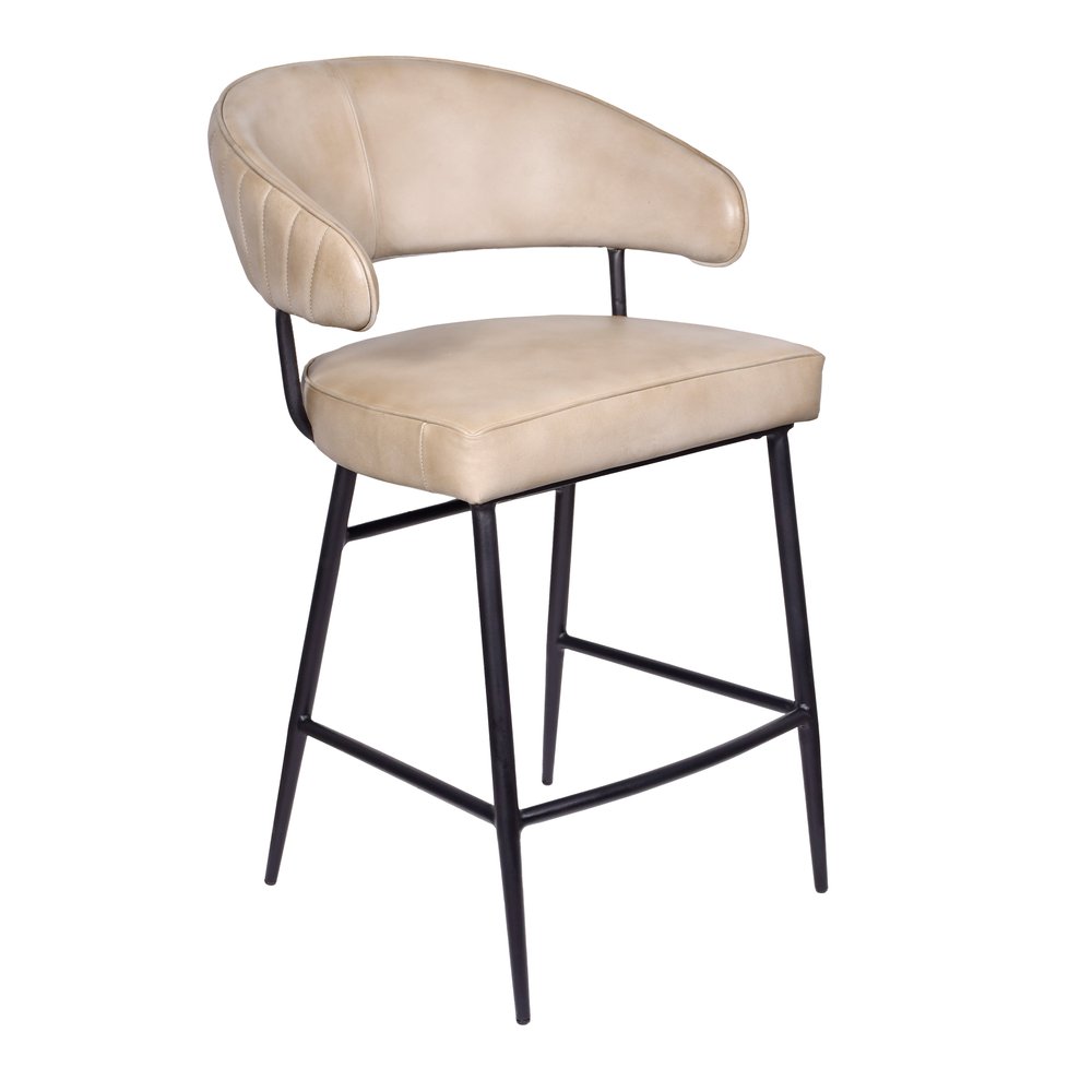 farmhouse leather counter chair with black metal frame