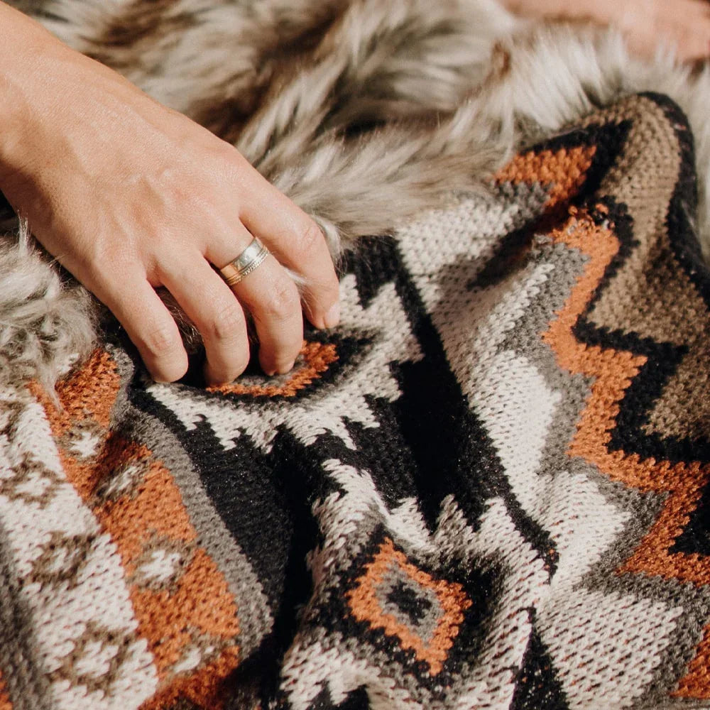 Reversible Mohave Faux Fur Knitted Blankets - Your Western Decor