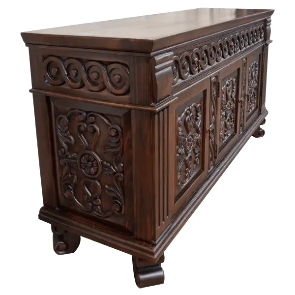 Hand carved Monaco Buffet Server Credenza end view - Your Western Decor